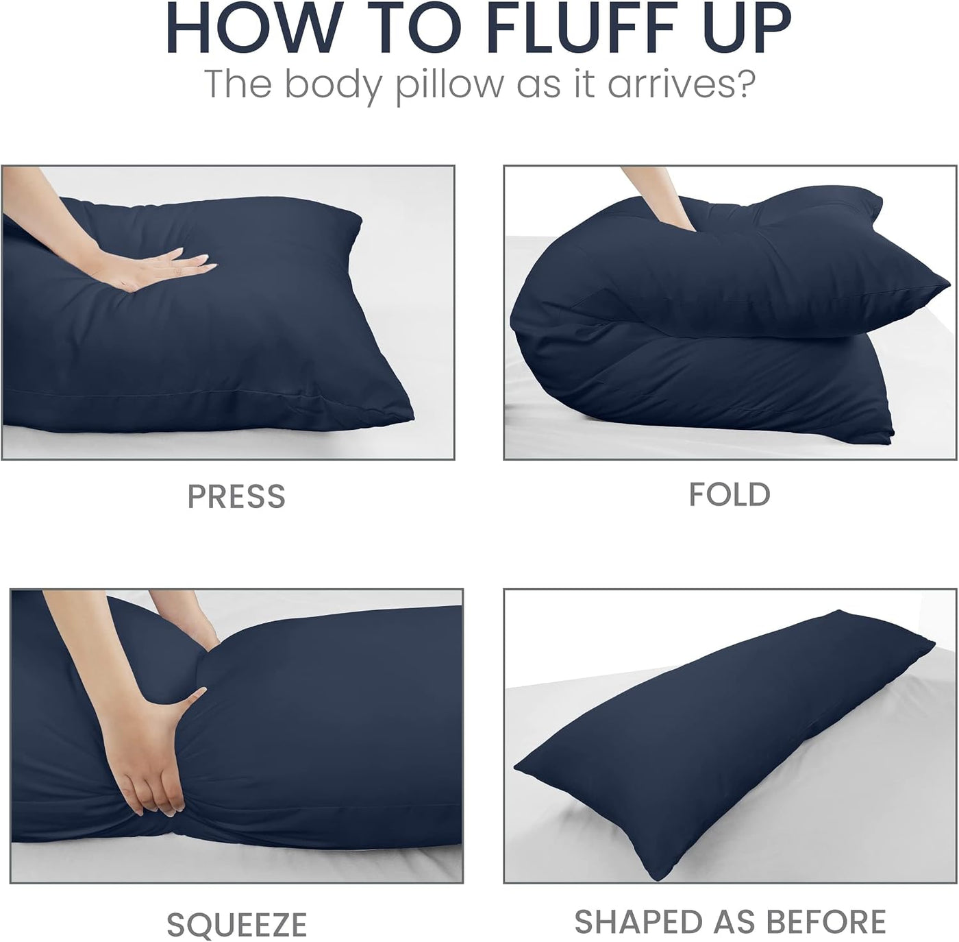 Utopia Bedding Almohada de cuerpo completo para adultos (azul marin...