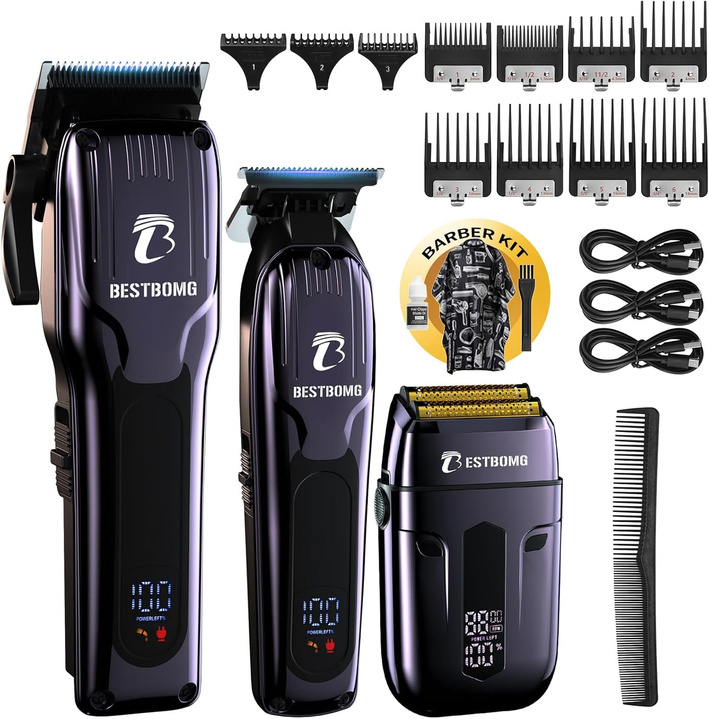 BESTBOMG® BS-808C - Juego de cortapelos para hombres, recortadora y...