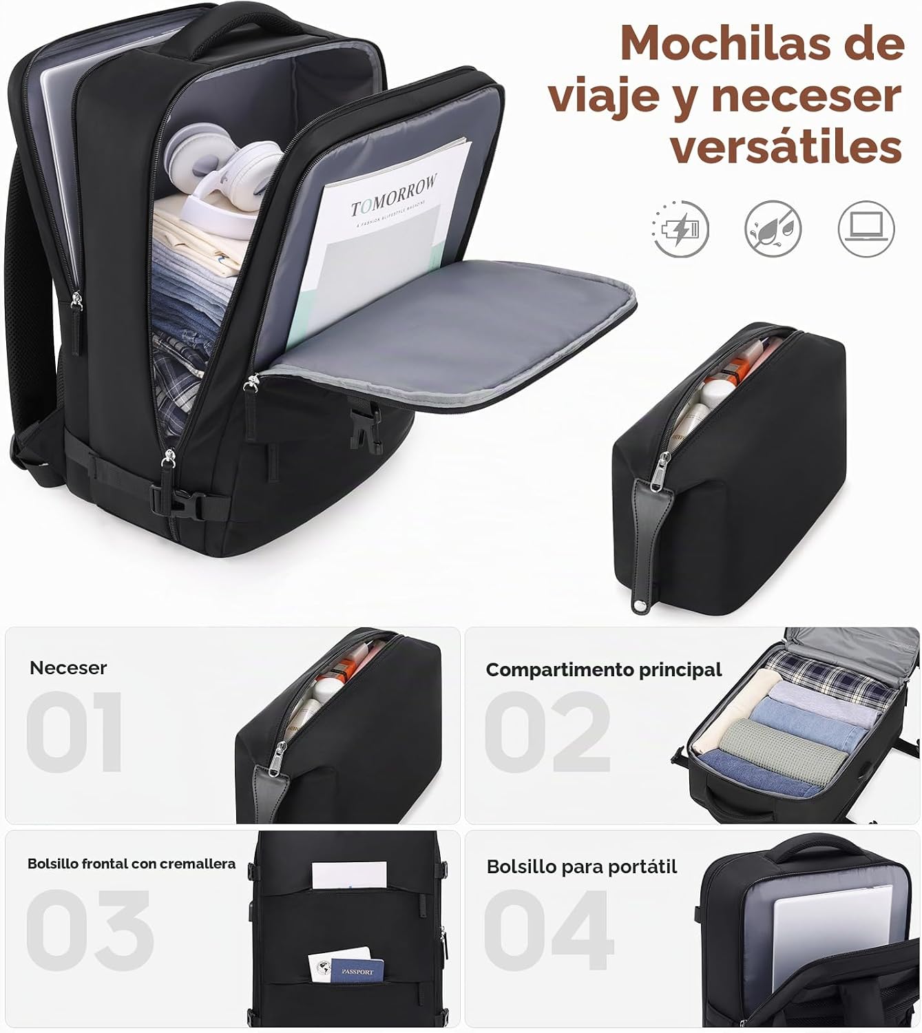 MIUSSE MAX Juego de equipaje de 3 piezas, equipaje de mano de 20 pu...