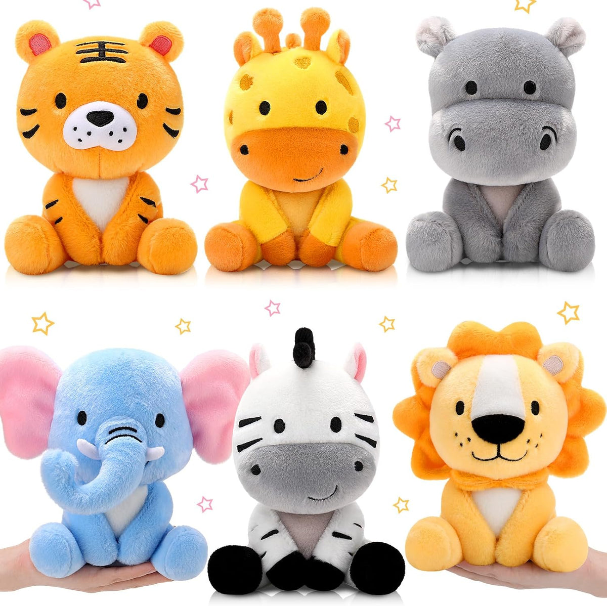 RoundFunny 6 Piezas Animales de Peluche Pequeños de Safari a Granel...