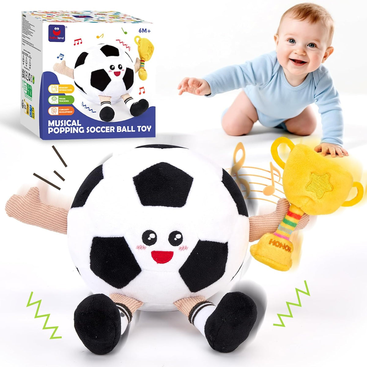 hahaland Juguete de peluche para bebés de 6, 12 y 18 meses, juguete...