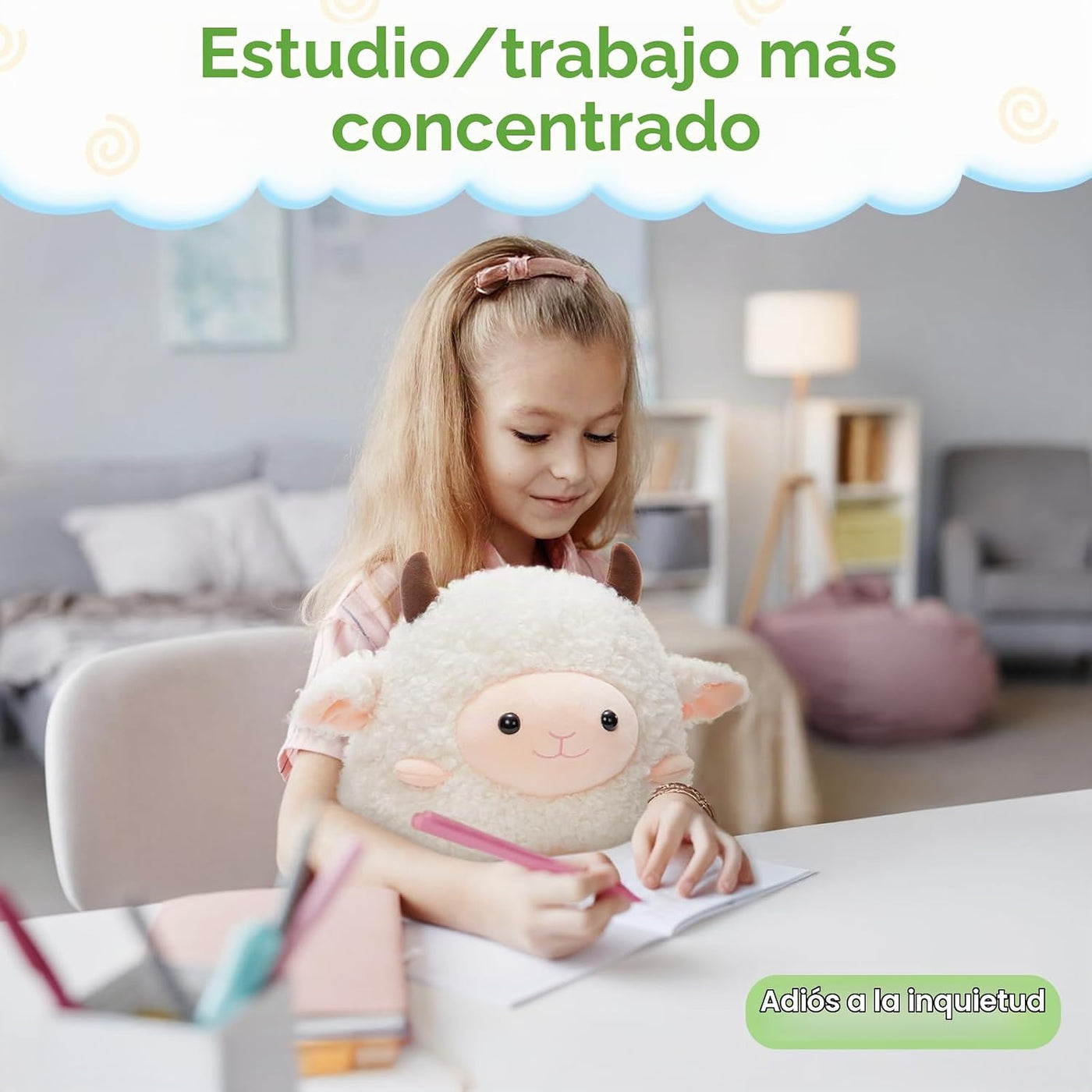 MaoGoLan Peluche de Oveja de 14 pulgadas, Almohada Decorativa Aplas...