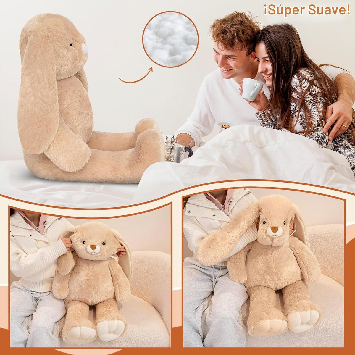 SQEQE Peluche de conejo grande de 39 pulgadas, animal de peluche gi...