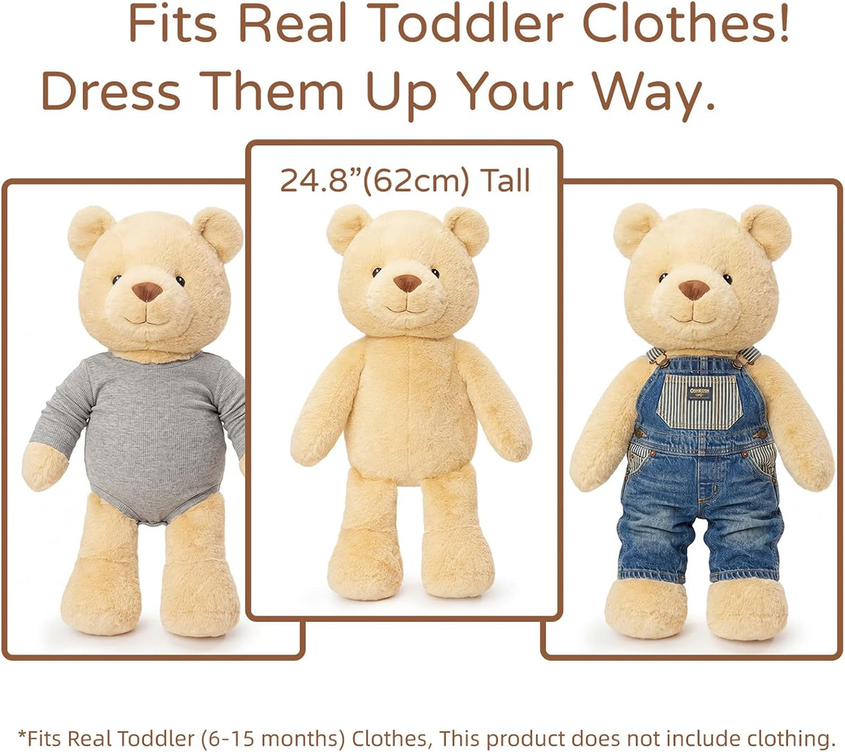 WEIGEDU Animal de peluche aderezable que se adapta a ropa de niños...