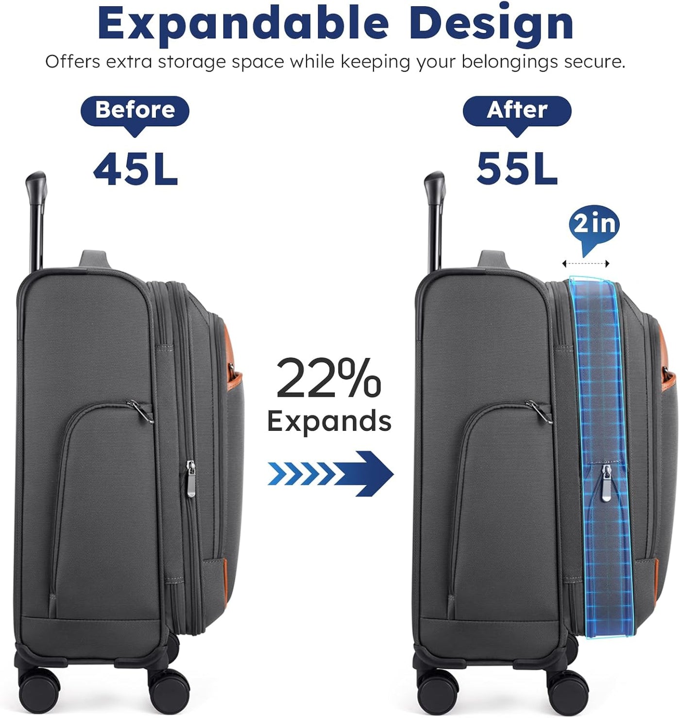 Softside - Maleta de mano expandible con apertura superior de 20 pu...