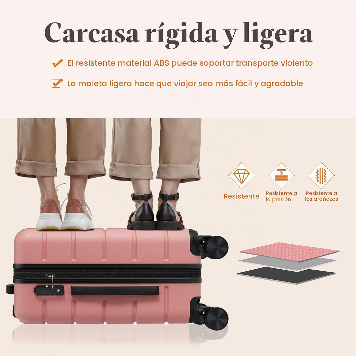 Sweetcrispy Maleta de mano, equipaje con ruedas giratorias, carcasa...
