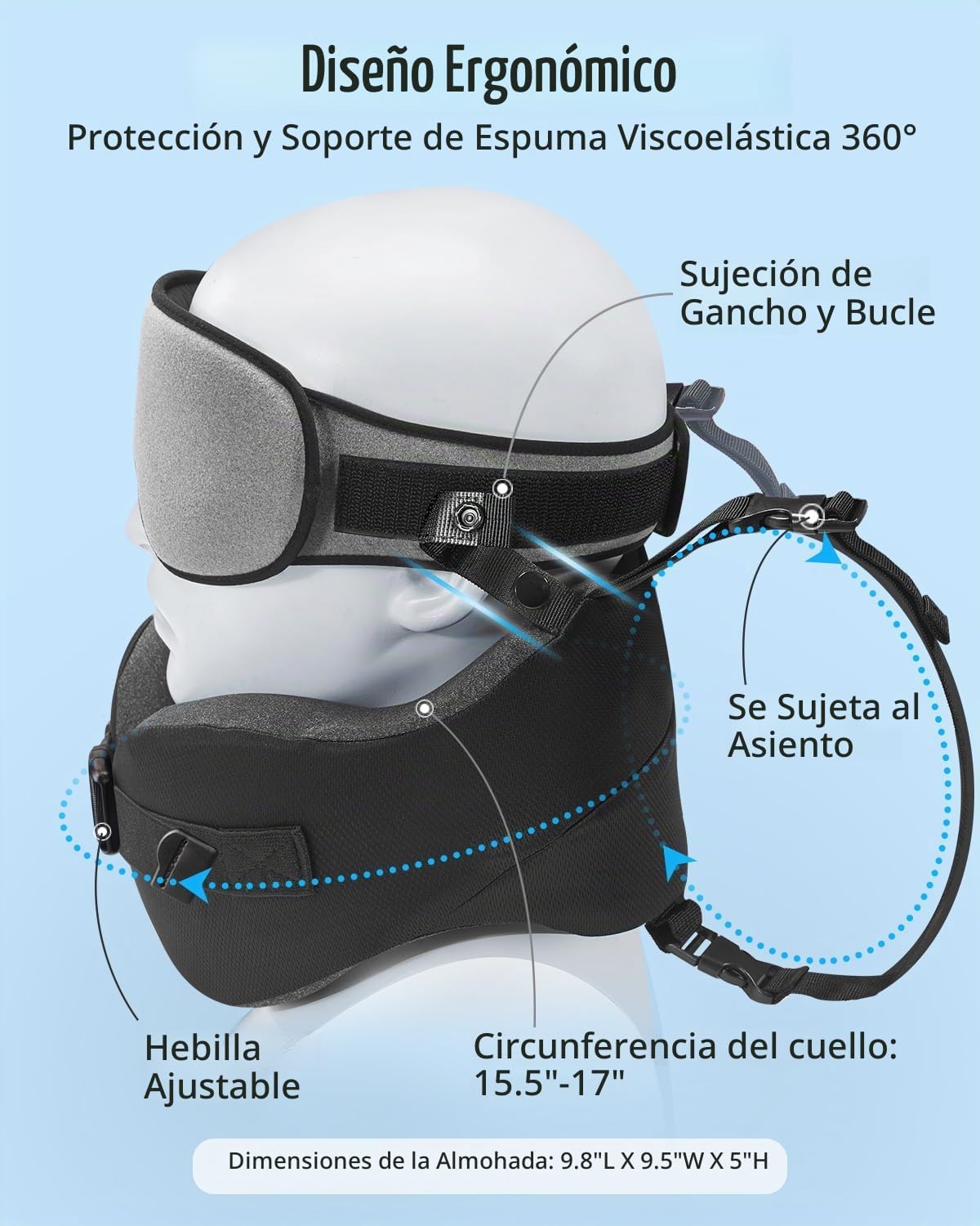 YFONG Almohada de viaje para avión de vuelo largo, combo de correa...