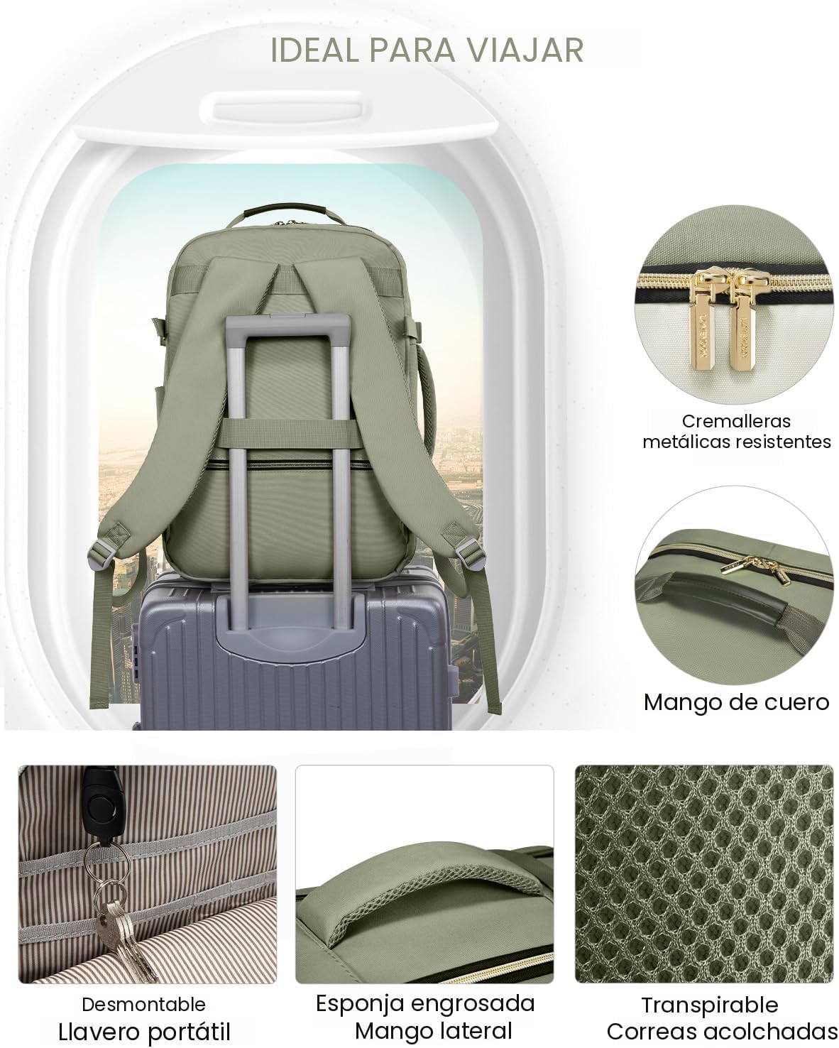 LOVEVOOK Mochila de viaje de 40 L para mujeres y hombres, equipaje...