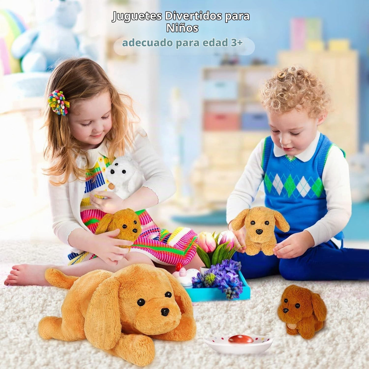 KMUYSL - Juguete de peluche para mamá con 4 bebés, animal de peluch...