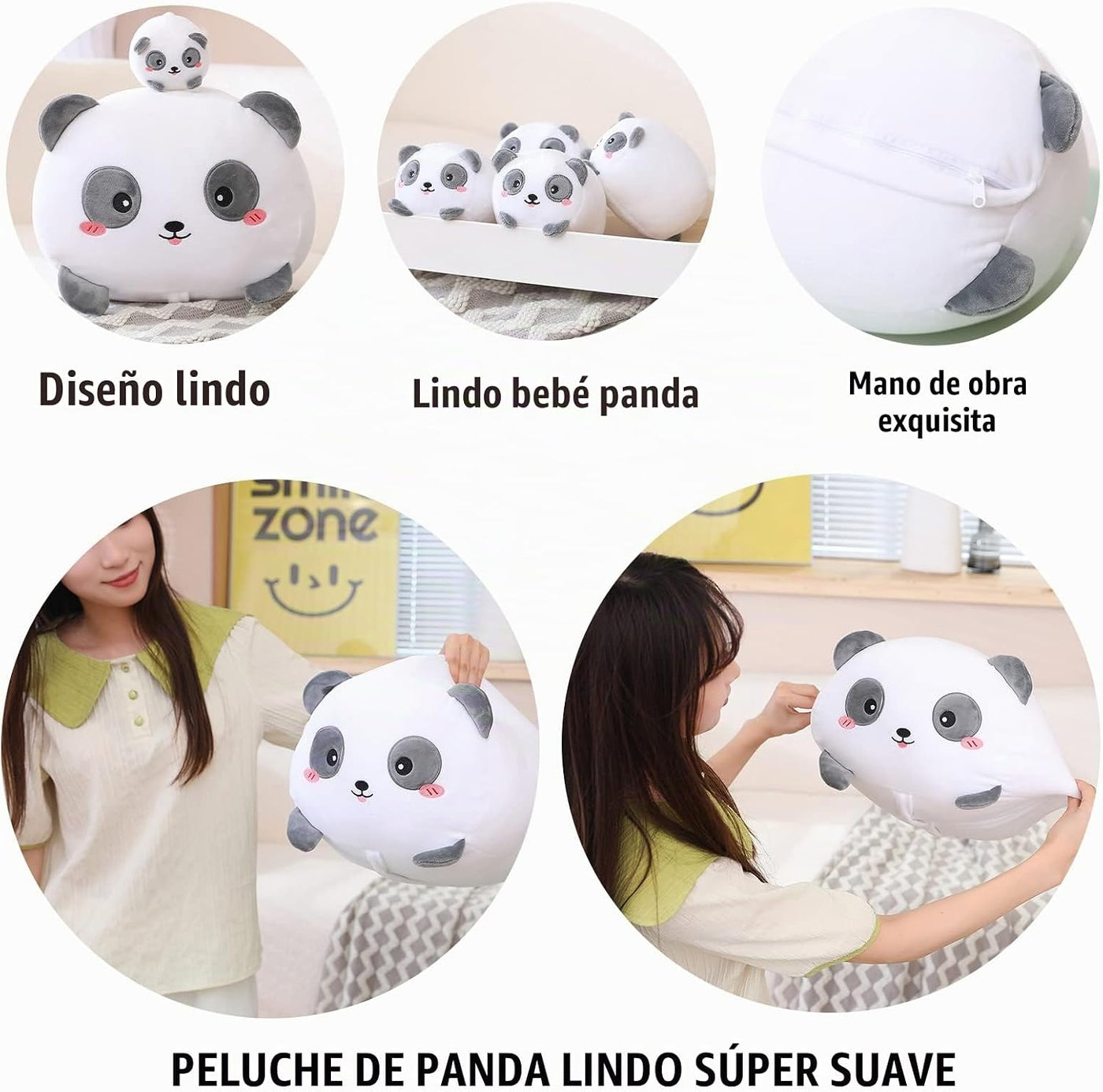 SQEQE Panda Mommy - Animal de peluche con 4 pandas de bebé, juguete...