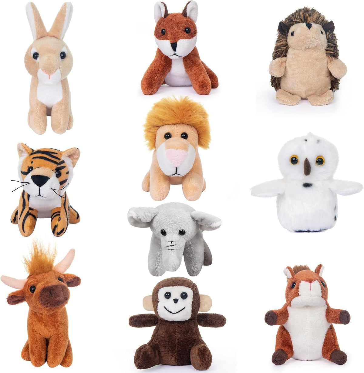 My OLi - Juego de 10 animales de peluche de zoológico, juguete de p...