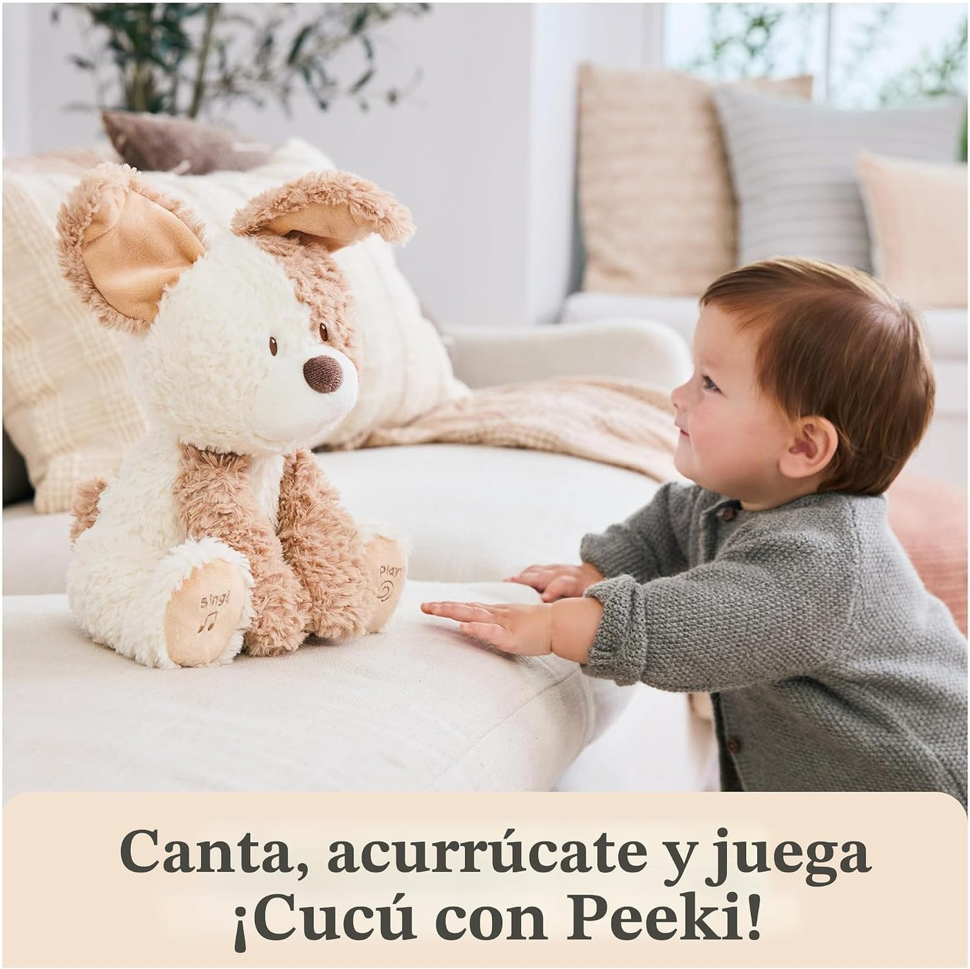 GUND Baby Peeki Puppy - Peluche musical animado interactivo de 12 p...