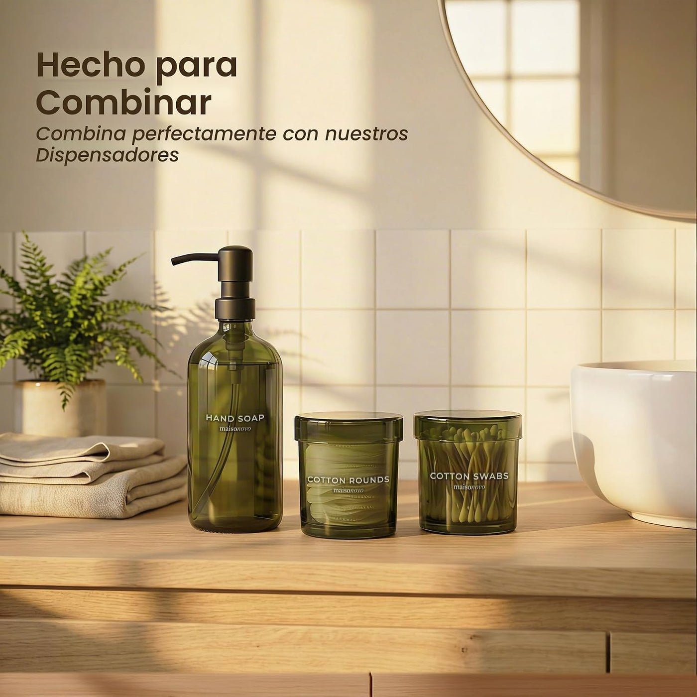 MaisoNovo Recipientes de vidrio para baño con tapas (hermético), so...