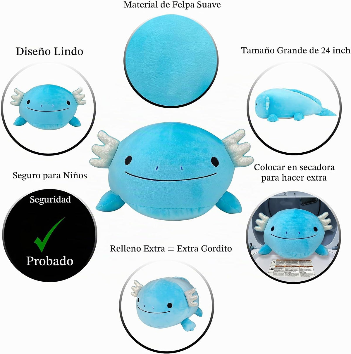 Pineapple Juguete de Peluche Axolotl, Animal de Peluche Axolotl de...