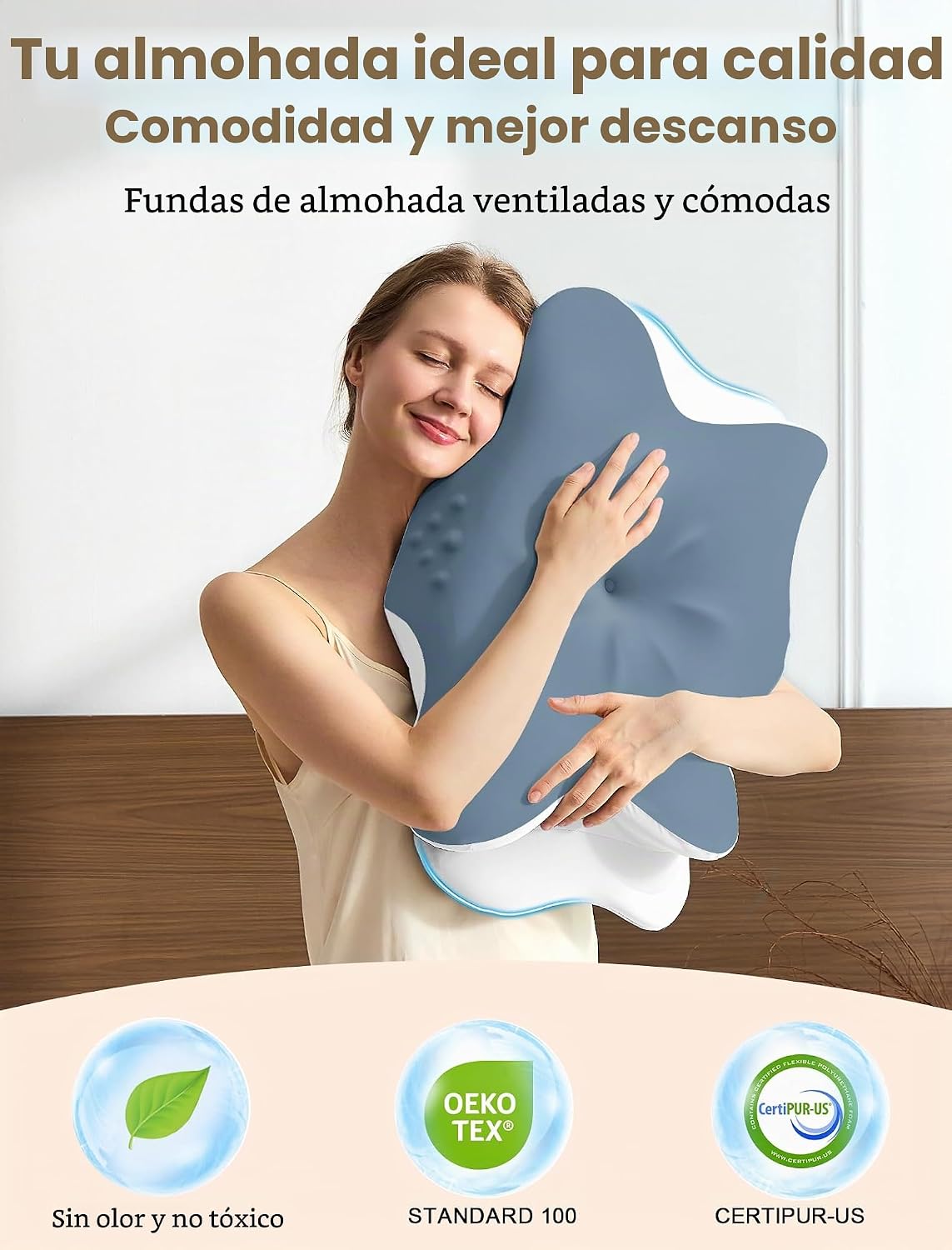 Almohada cervical para el cuello para aliviar el dolor, almohada er...