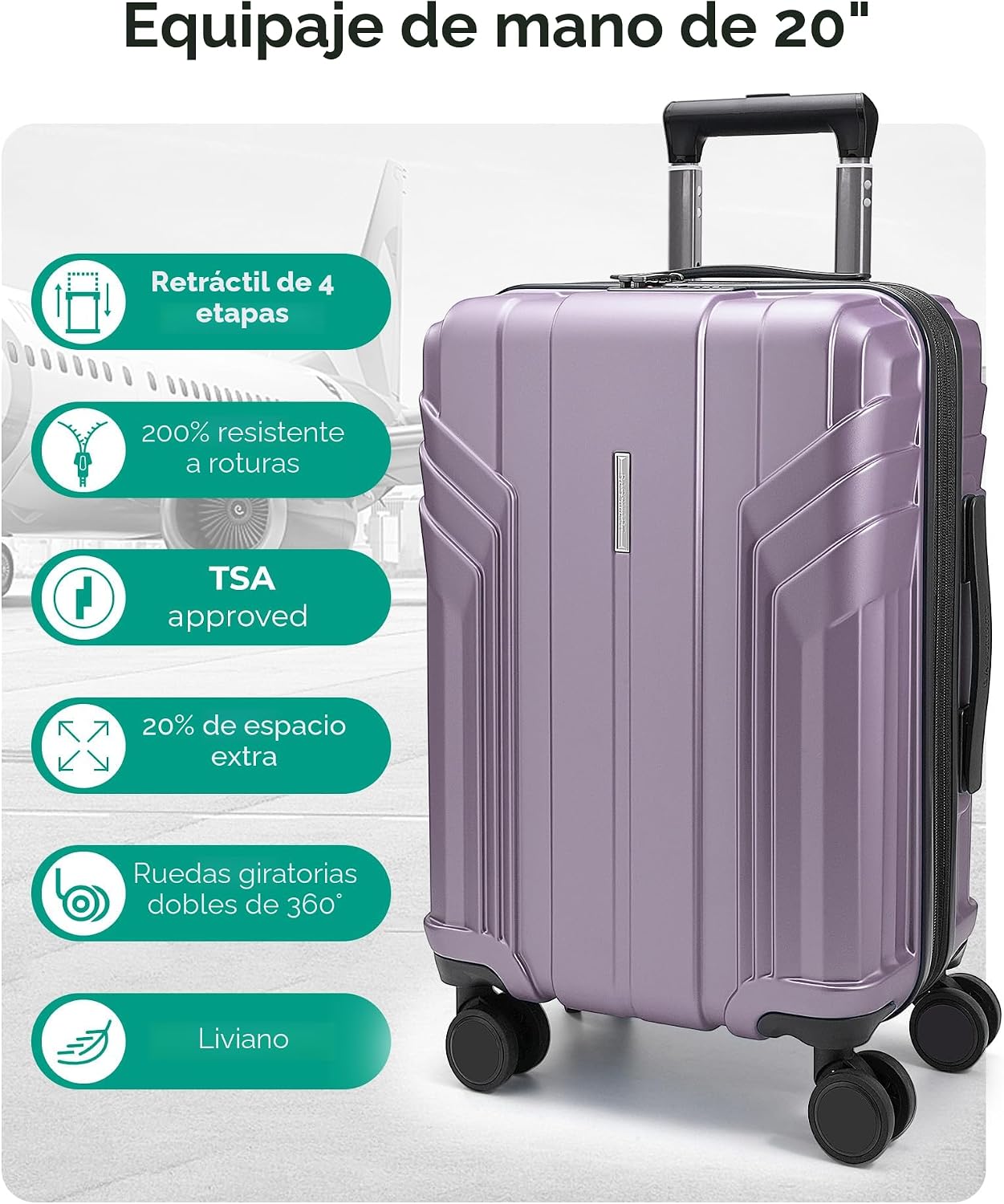 BAGSMART Equipaje de mano expandible 22x14x9 pulgadas aprobado por...