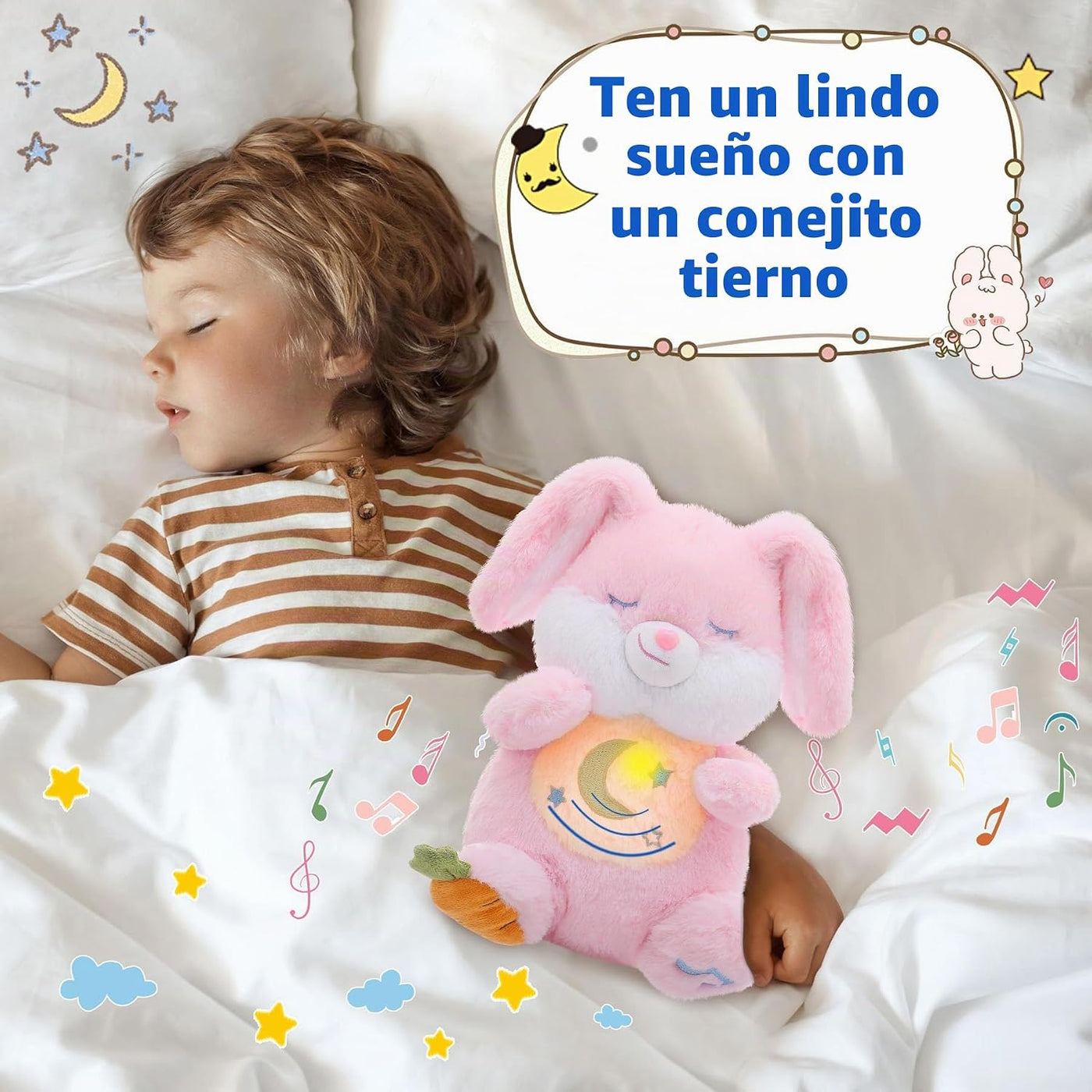 MIAODAM Peluche de Conejito que Respira - Peluche de Conejo Rosa Re...
