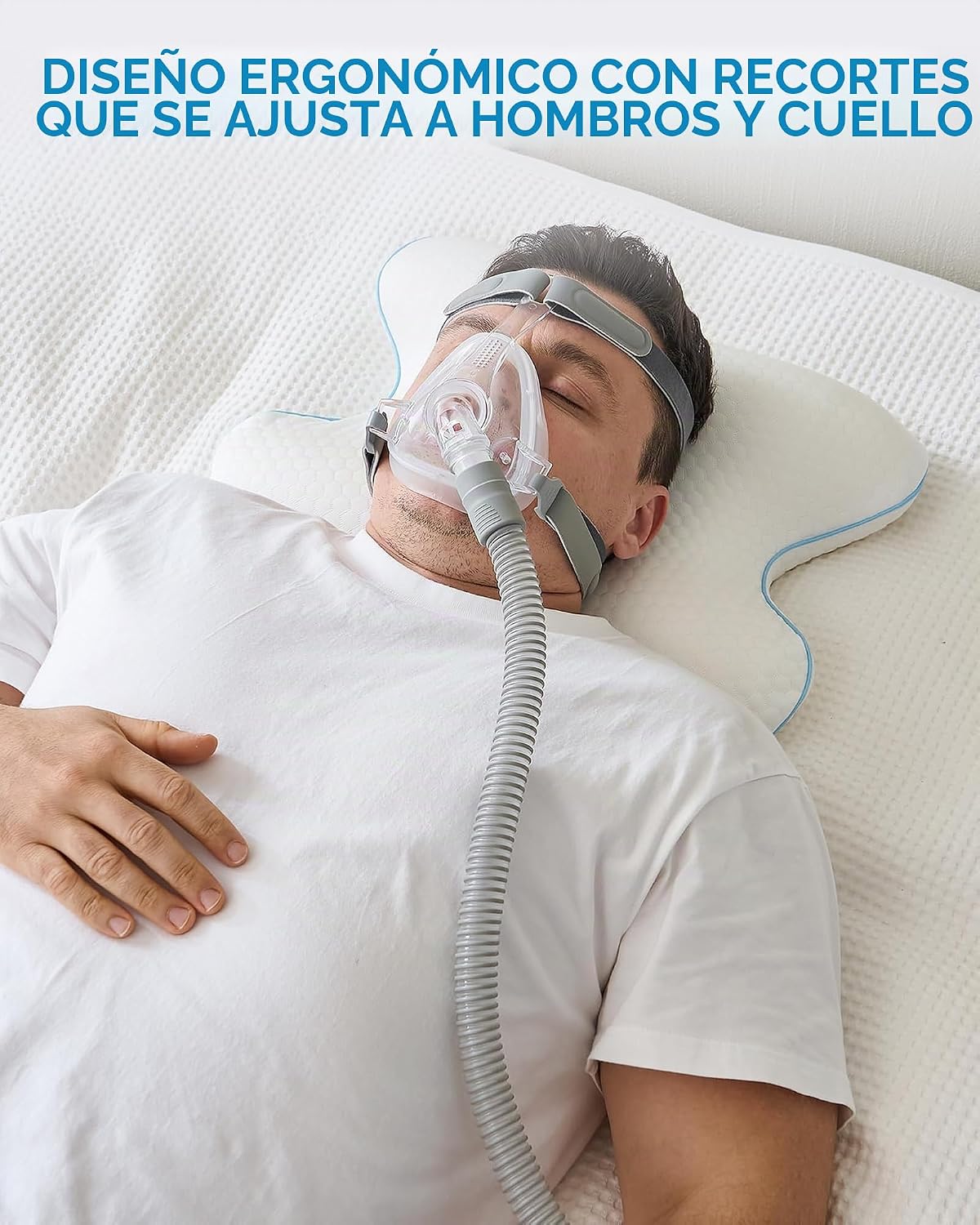 Elviros Almohada portátil CPAP para dormir de lado y espalda, almoh...