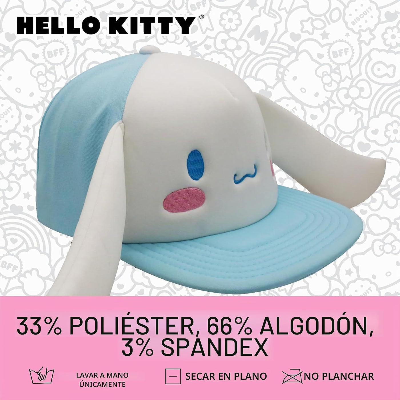 Hello Kitty Gorra de béisbol, gorra Snapback para mujer con ala pla...