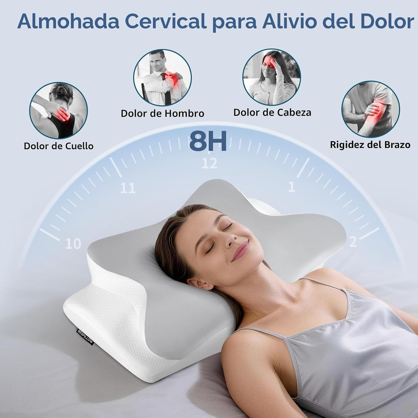 Almohada cervical para el cuello para aliviar el dolor, almohada er...