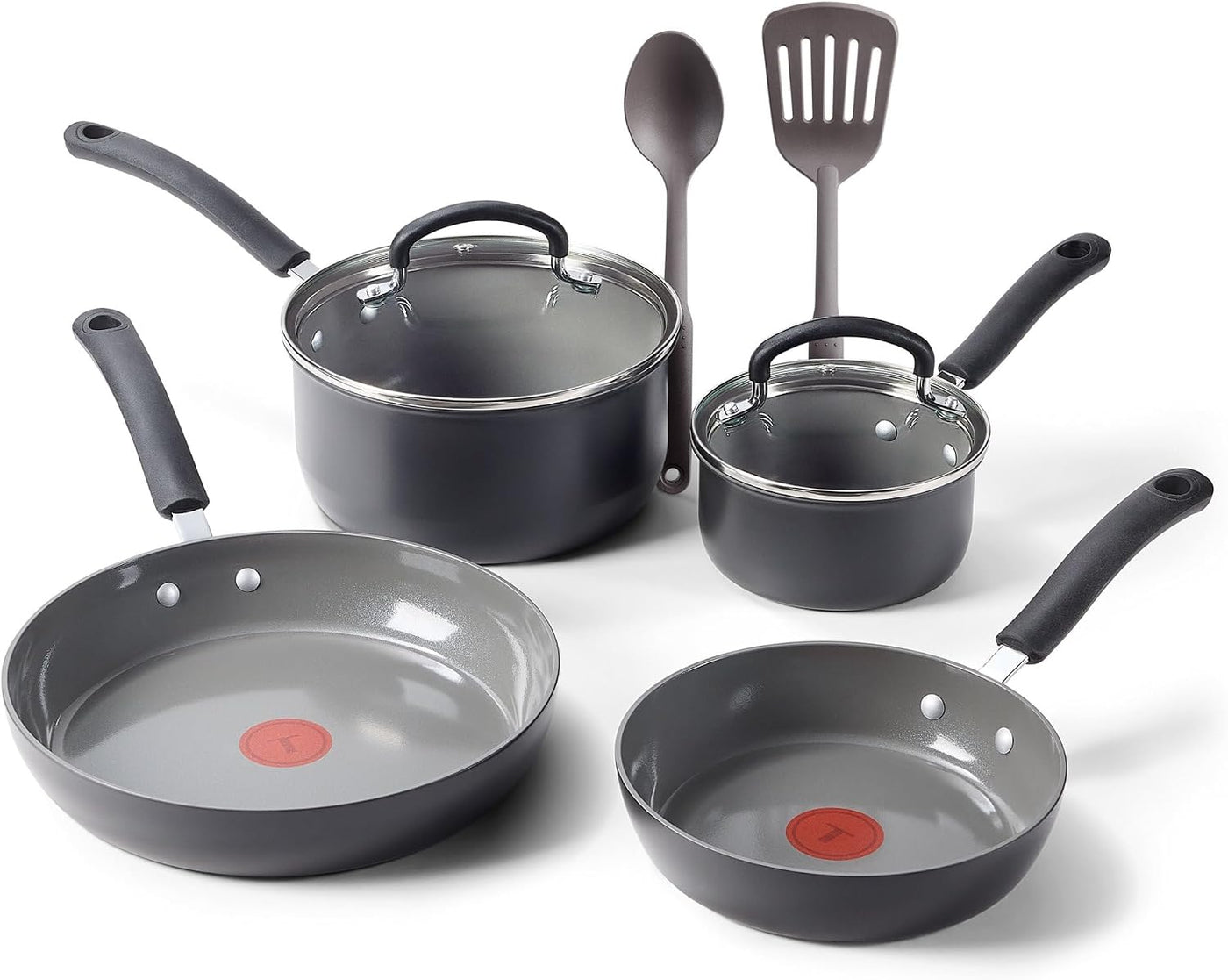 T-fal Juego de utensilios de cocina antiadherentes de cerámica, 8 p...