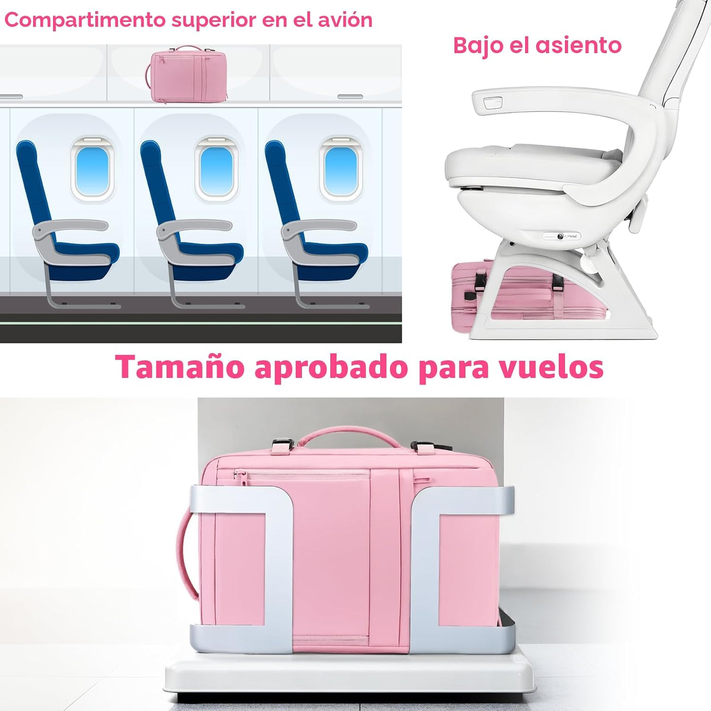 Rcrirth - Mochila de viaje para mujer, color rosa | Bolsa de mano e...