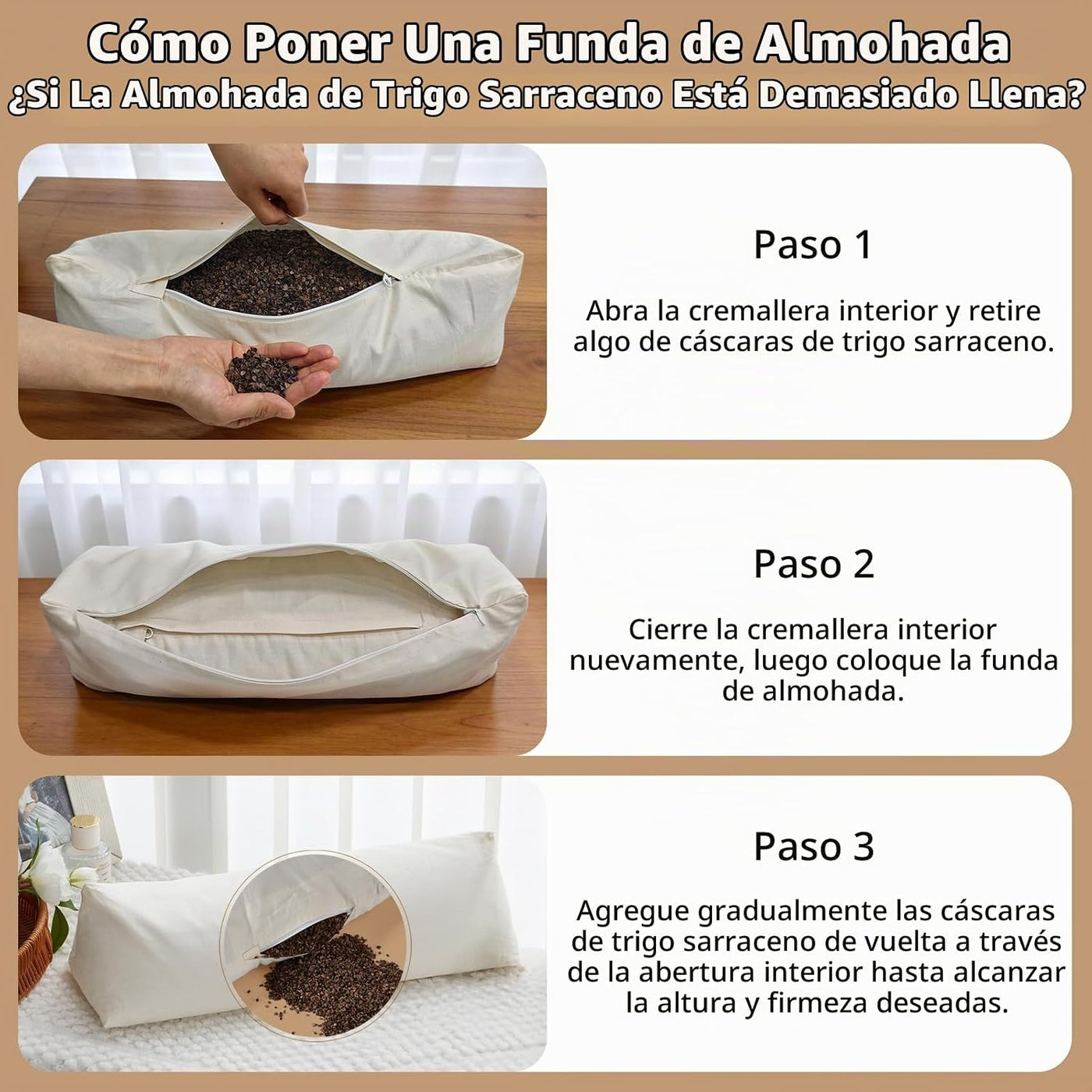 LOFE Almohada de trigo sarraceno \u2013 Almohada de cuello ajustabl...