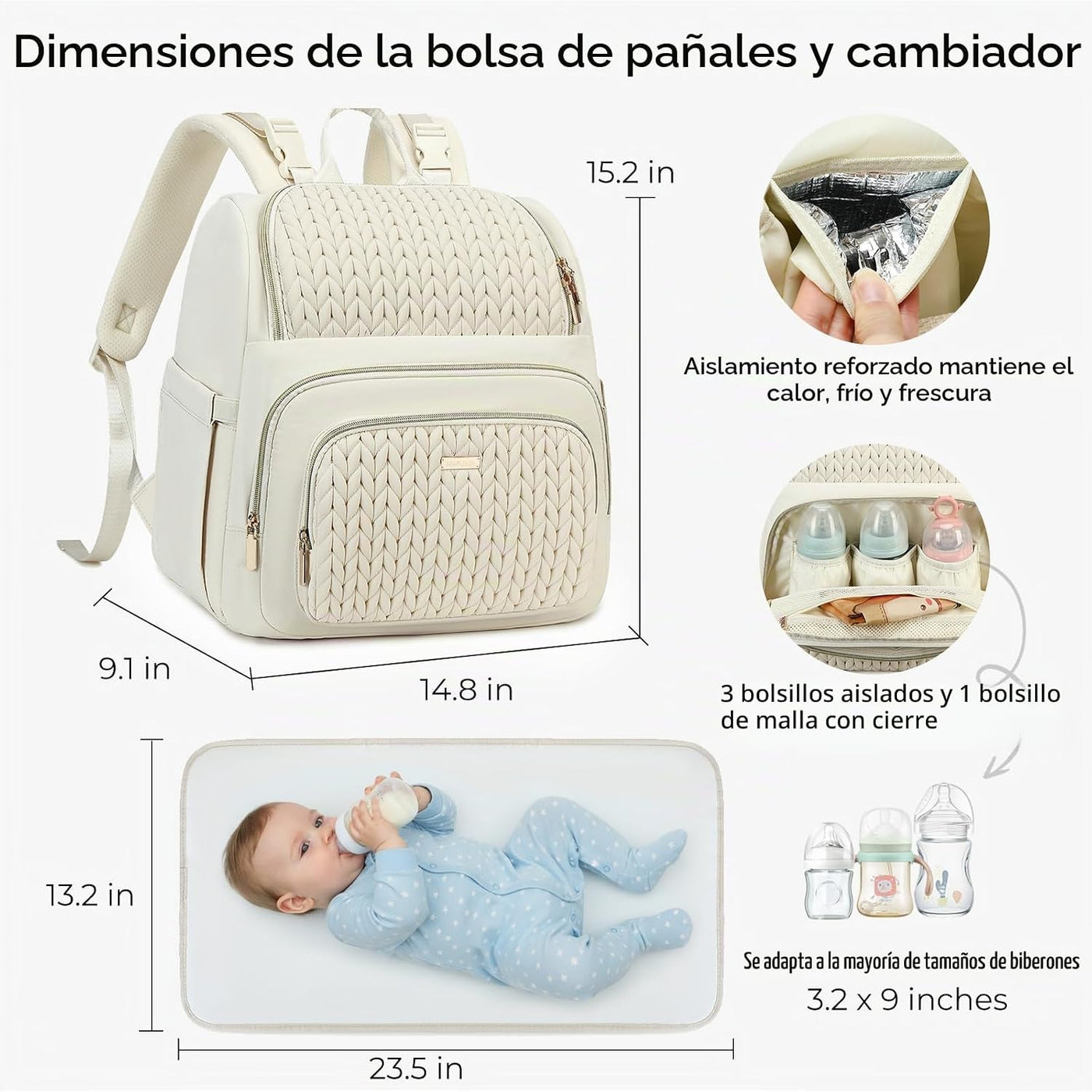 MAPLELILY Mochila Bolsa de Pañales - Ligera y Elegante, Bolsa de Ar...