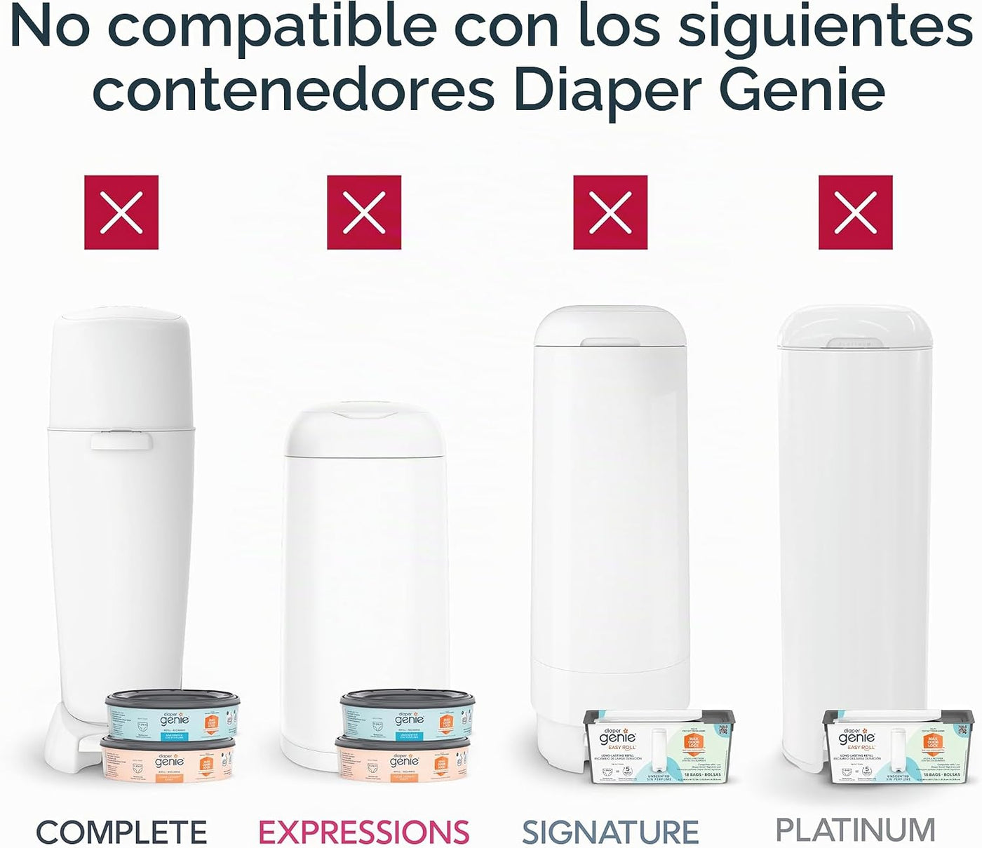 Diaper Genie Paquete de 2 repuestos cuadrados jumbo con película co...