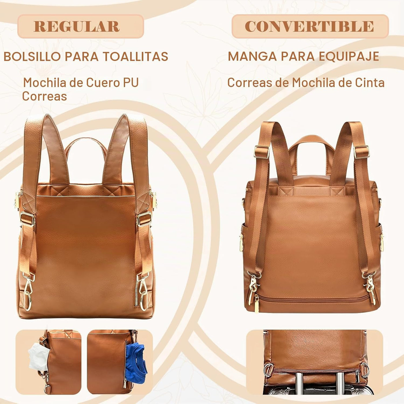Miss Fong - Pañalera de cuero con cambiador, tipo mochila, bolsa or...