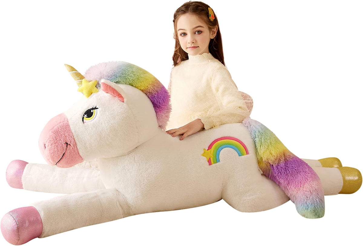 Tumyay Peluche de unicornio gigante, juguete suave de 51 pulgadas,...