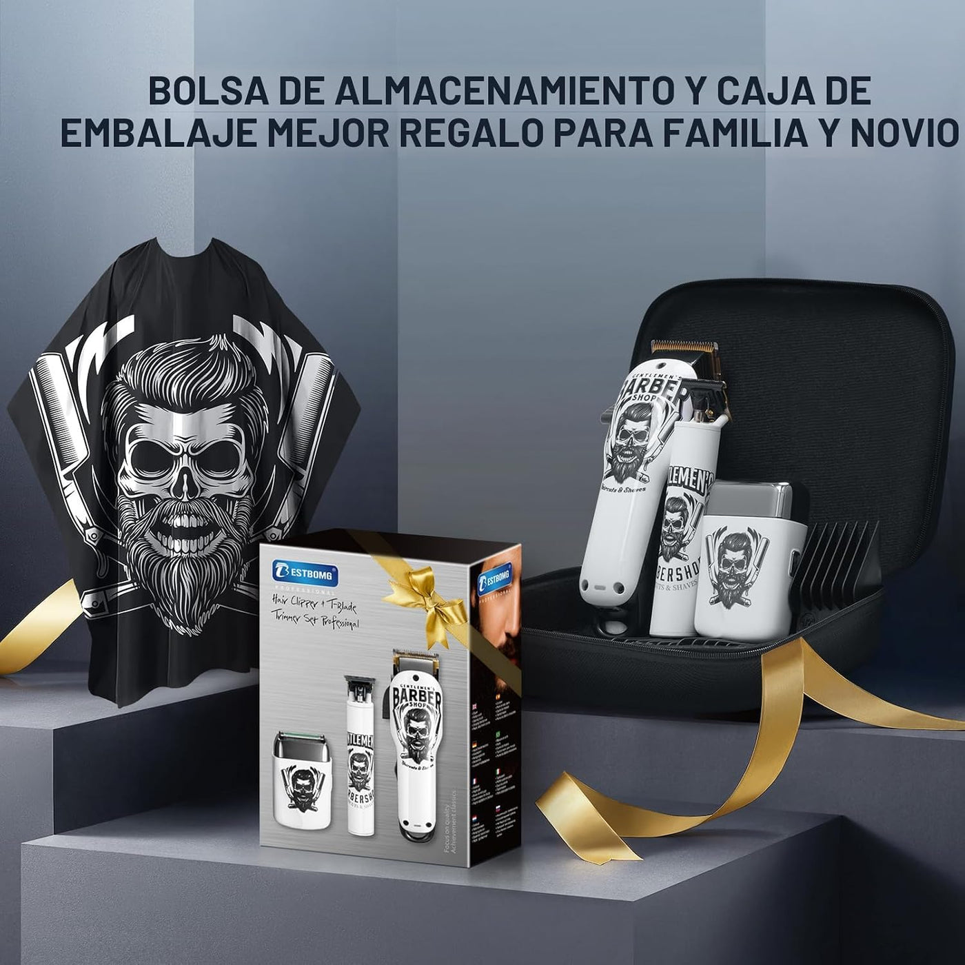 BESTBOMG® Cortapelos para hombres, juego de recortadora, recortador...