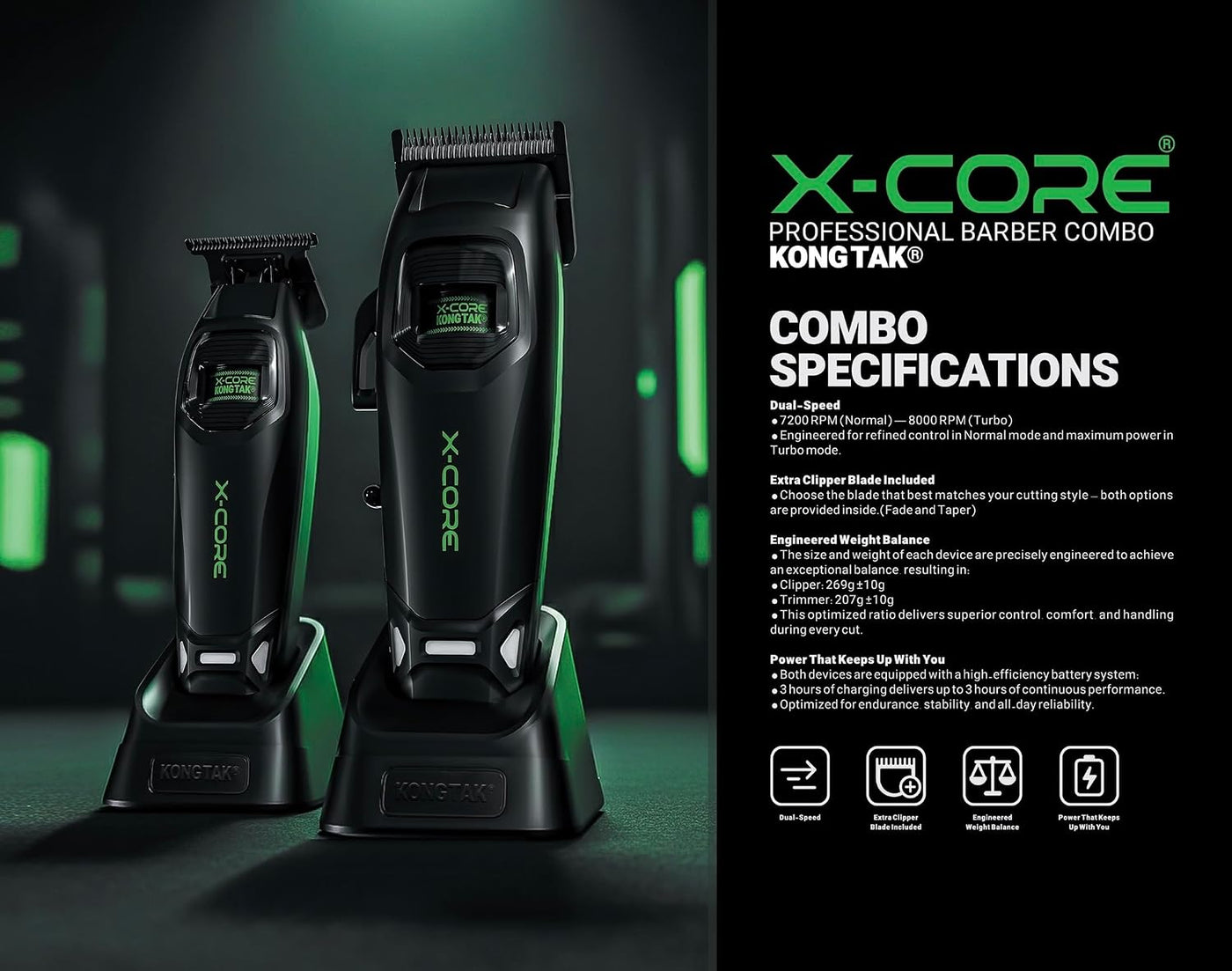 KONG TAK X-CORE - Cortadora de cabello profesional con nuevo motor...