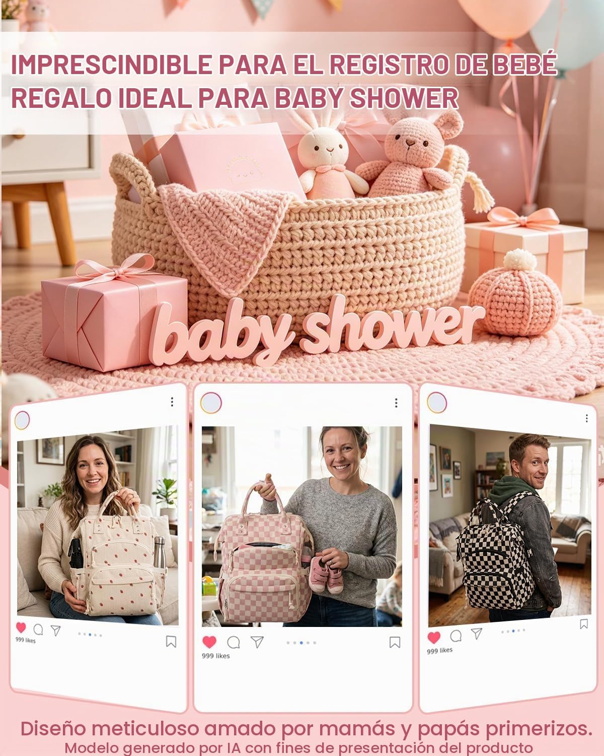 Mochila de pañales de pana para mamá, bolsa de pañales de viaje par...