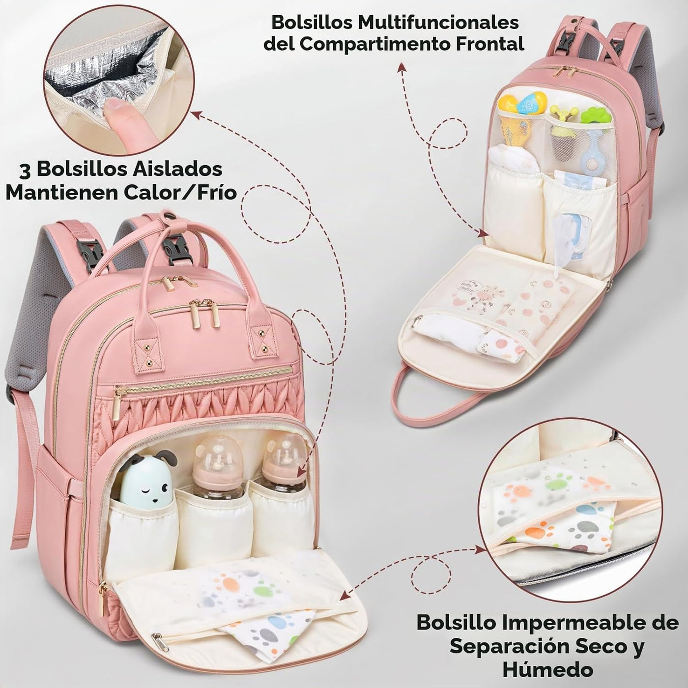 Tealari Mochila para pañales, elegante bolsa de pañales para bebé,...
