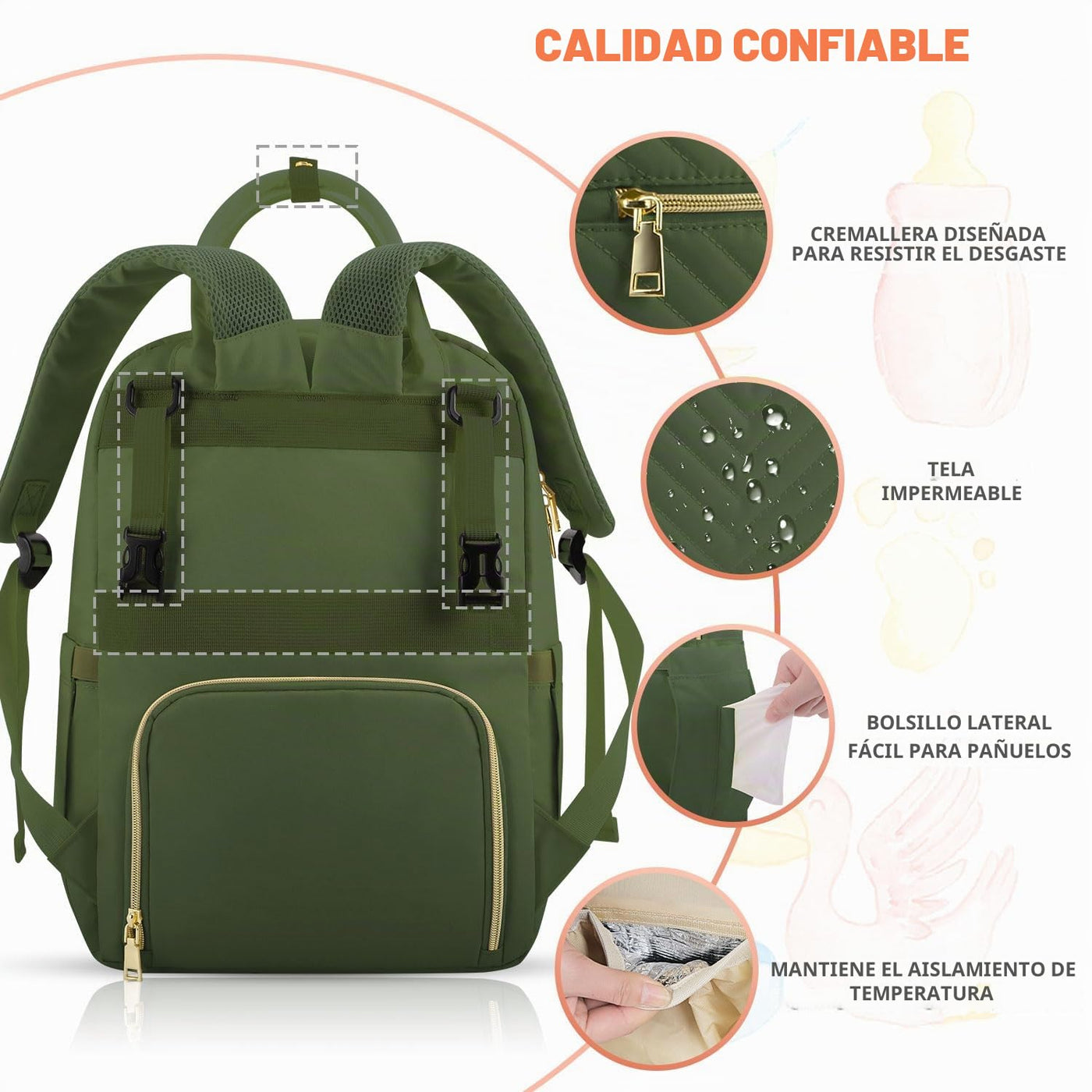 Tenot Mochila para pañales de bebé, bolsas de pañales de viaje para...