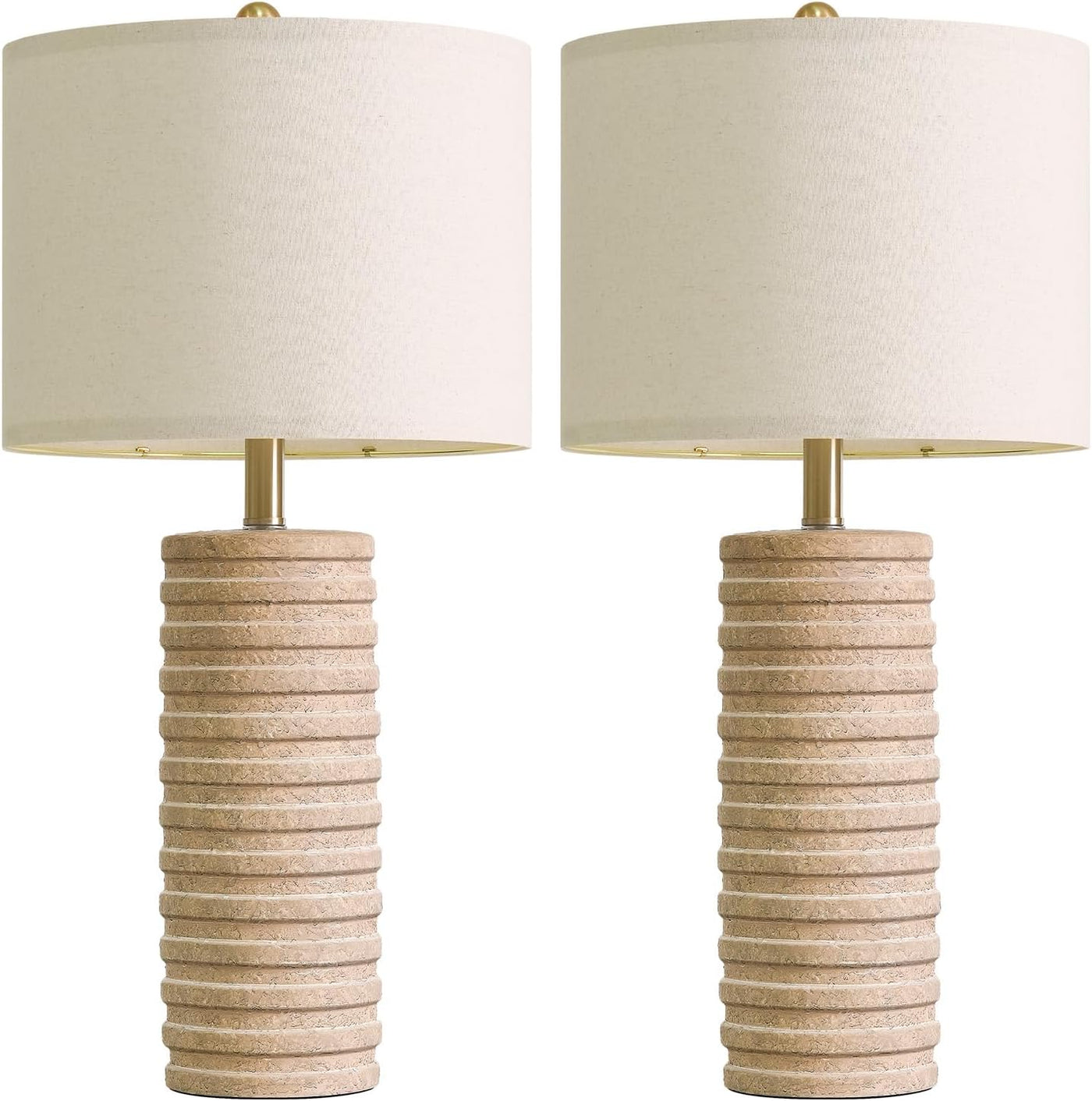 PoKat Juego de 2 lámparas de mesa de cerámica estilo granja con asp...