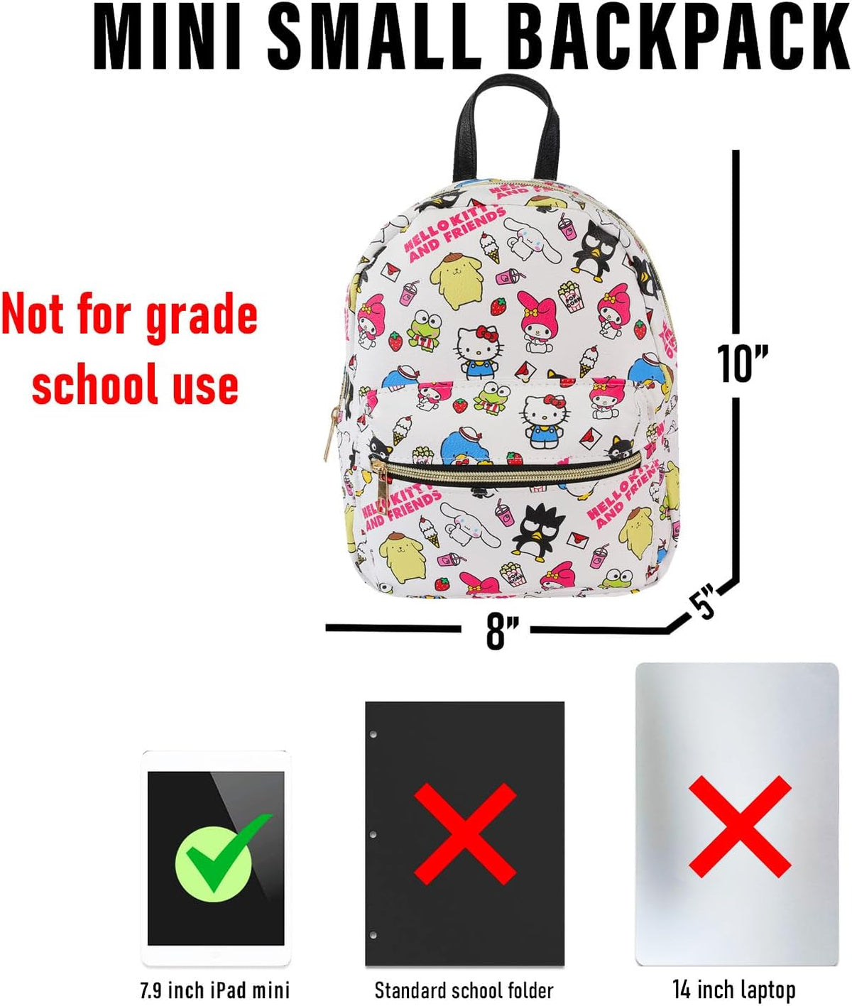 Hello Kitty and Friends - Mini mochila para niñas, piel sintética d...