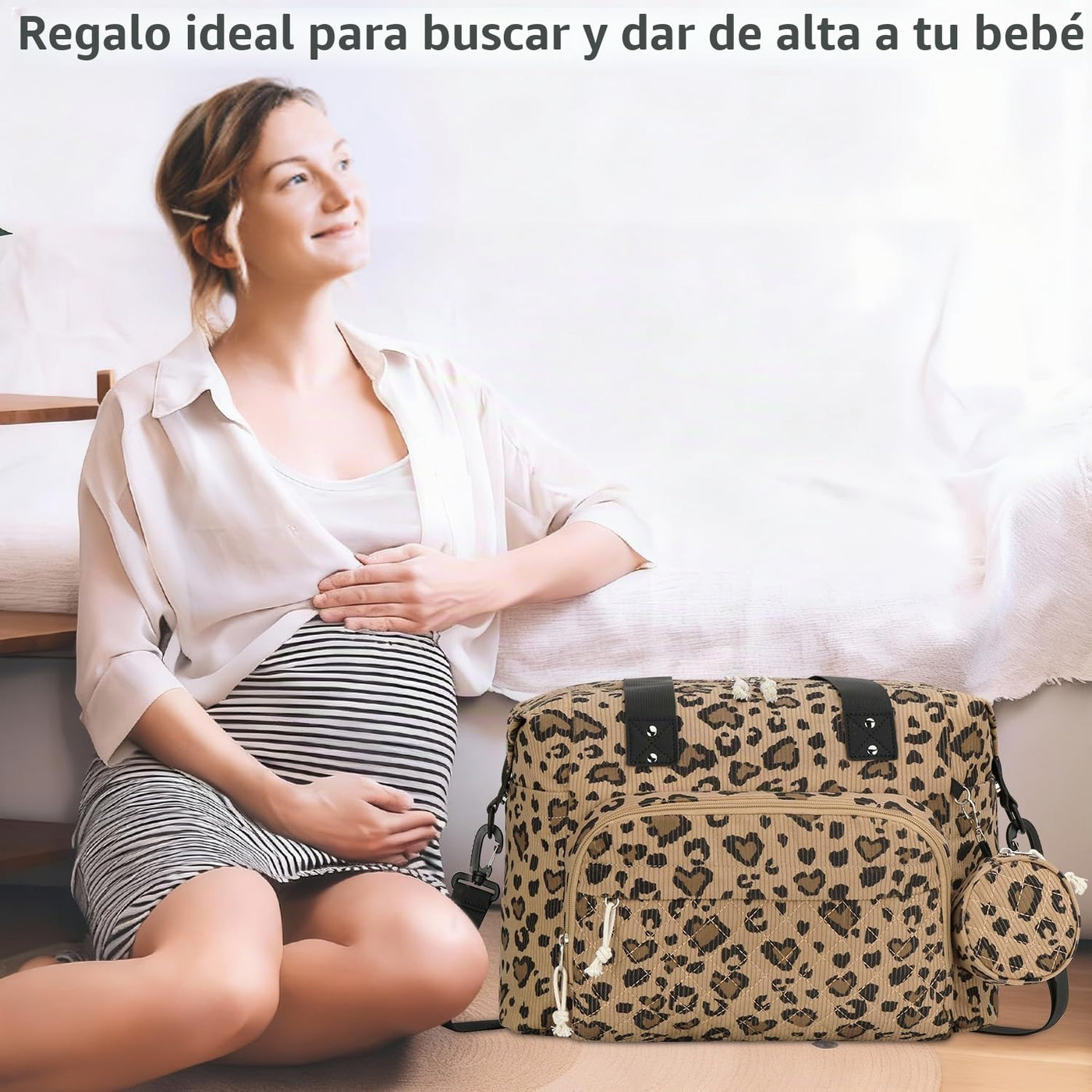 Tenot Bolsa de Pañales Tipo Tote de Pana, Bolsa de Bebé de Viaje Ti...