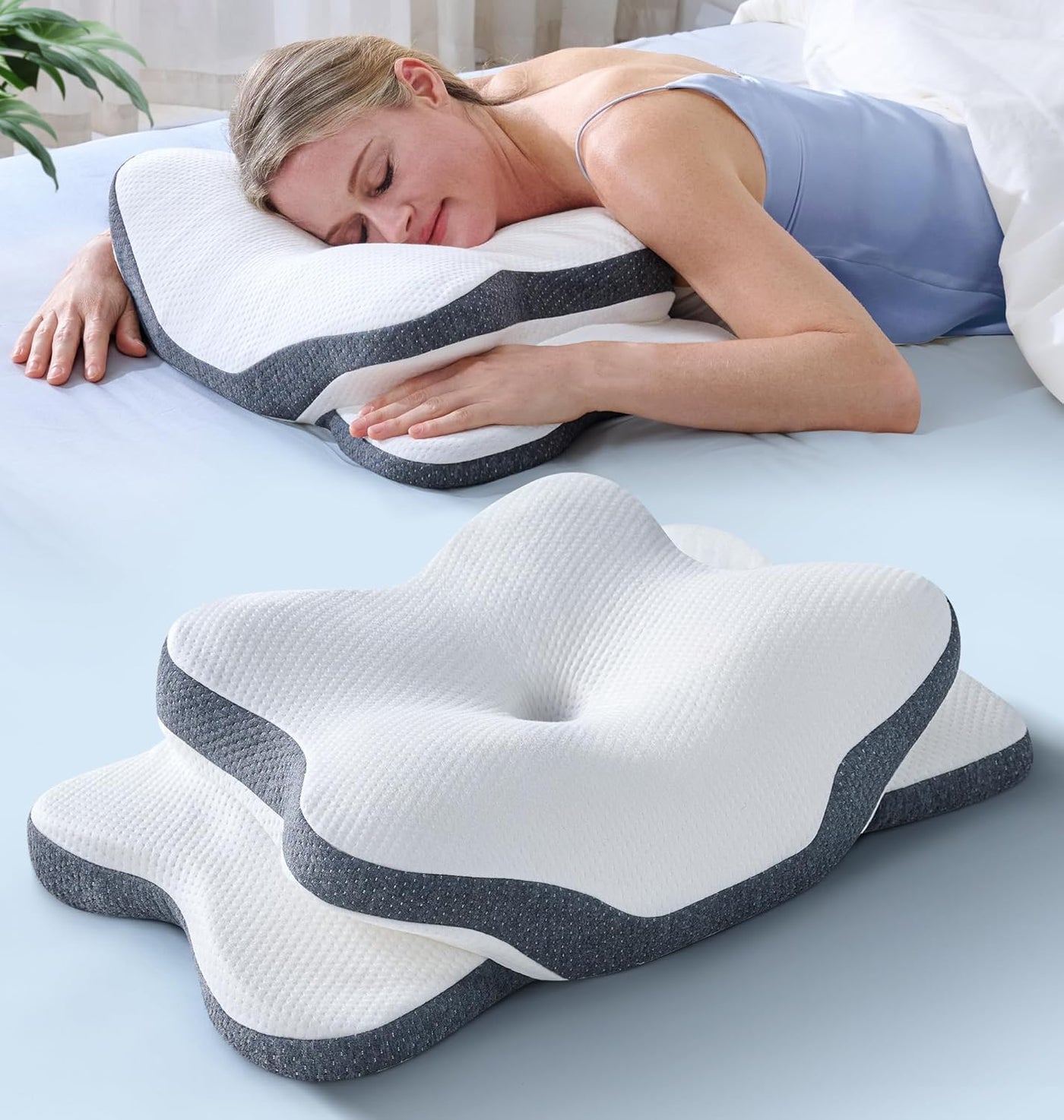 Almohada cervical para el cuello 5X para aliviar el dolor, almohada...