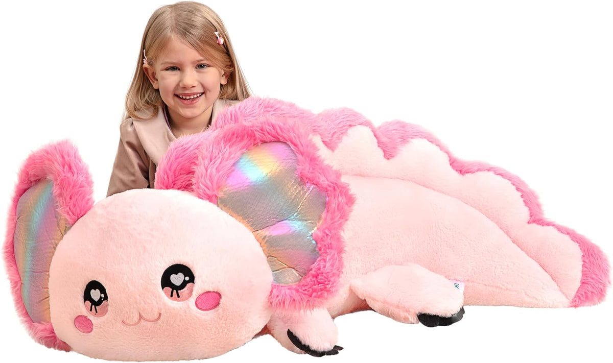 IKASA Juguetes de peluche de axolotl gigante, juguetes grandes y su...