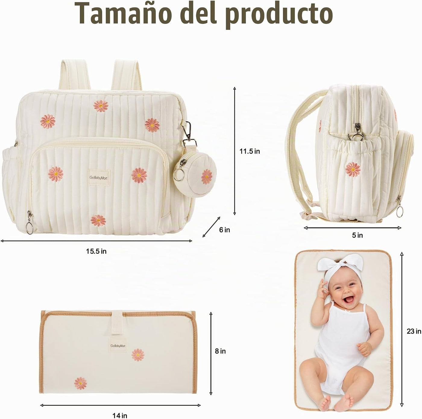 GOBABYMART - Mochila para pañales con cambiador, bolsa de viaje par...