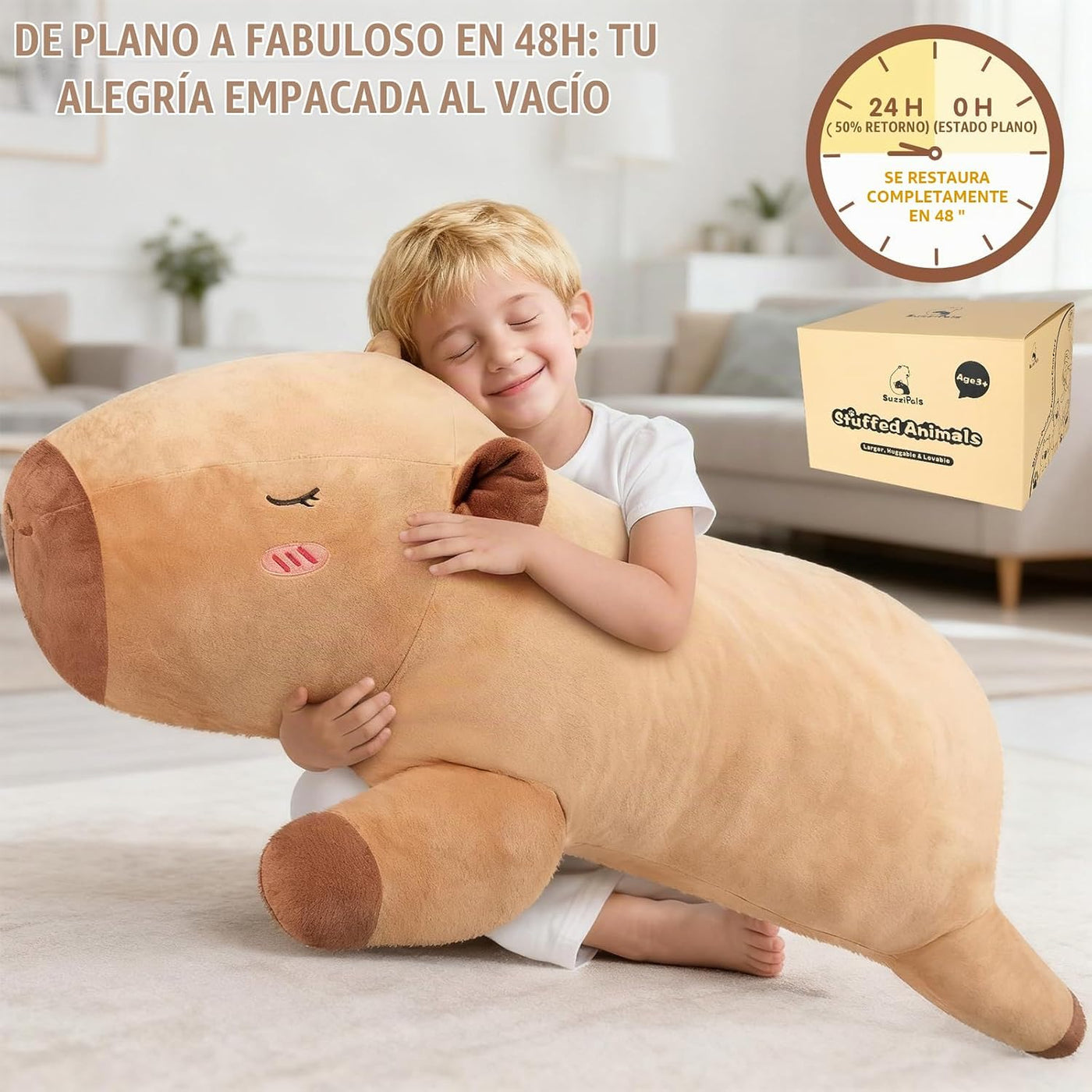 SuzziPals Peluche de Capibara Gigante de 43 pulgadas, Animal de Pel...