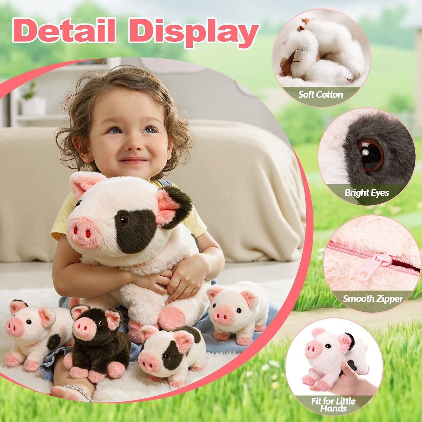 OUOZZZ - Cerdo de peluche 5 en 1 de 11 pulgadas con cremallera | Di...