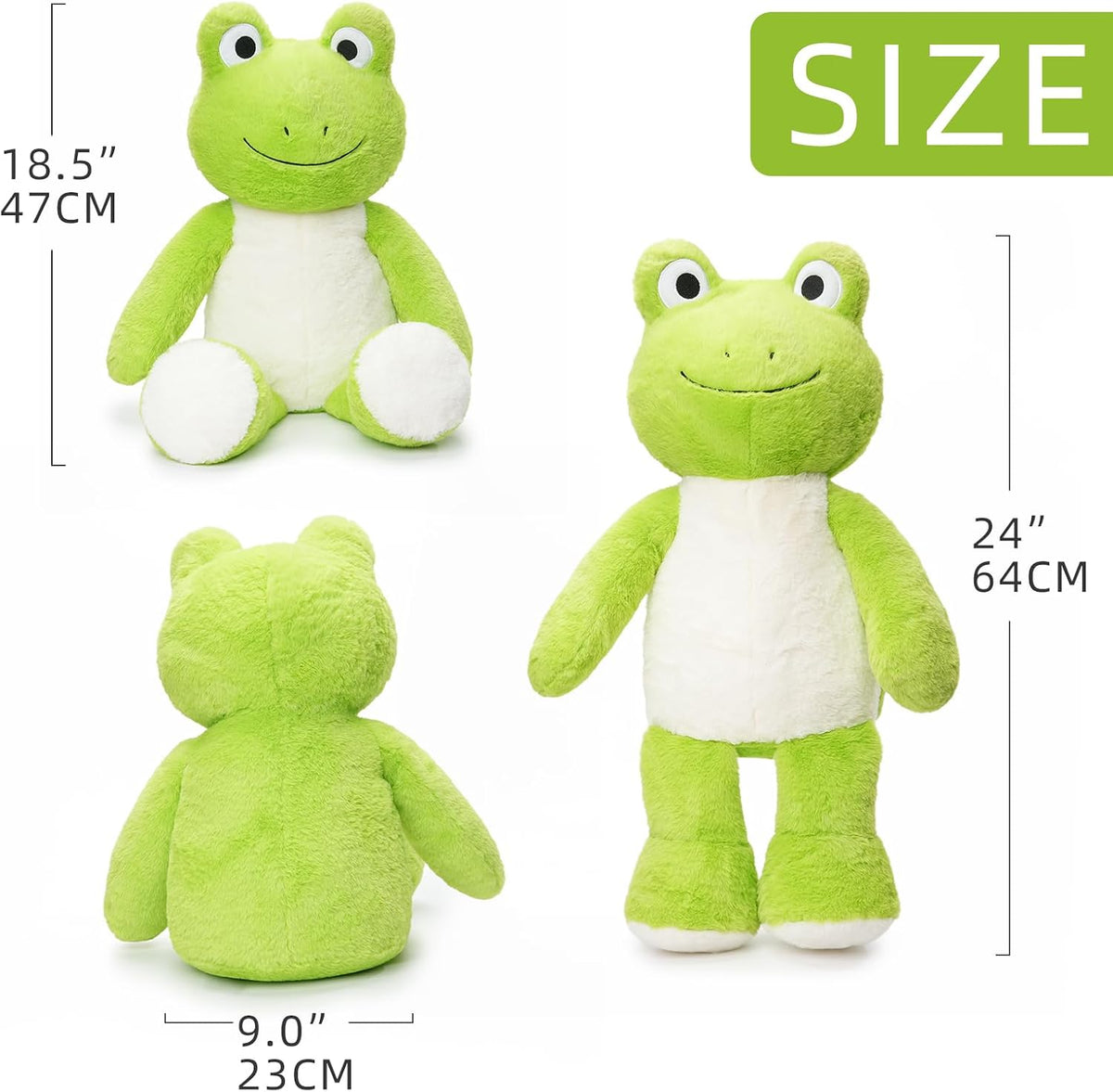 WEIGEDU Juguete de peluche de rana de peluche aderezable, 24.8 pulg...