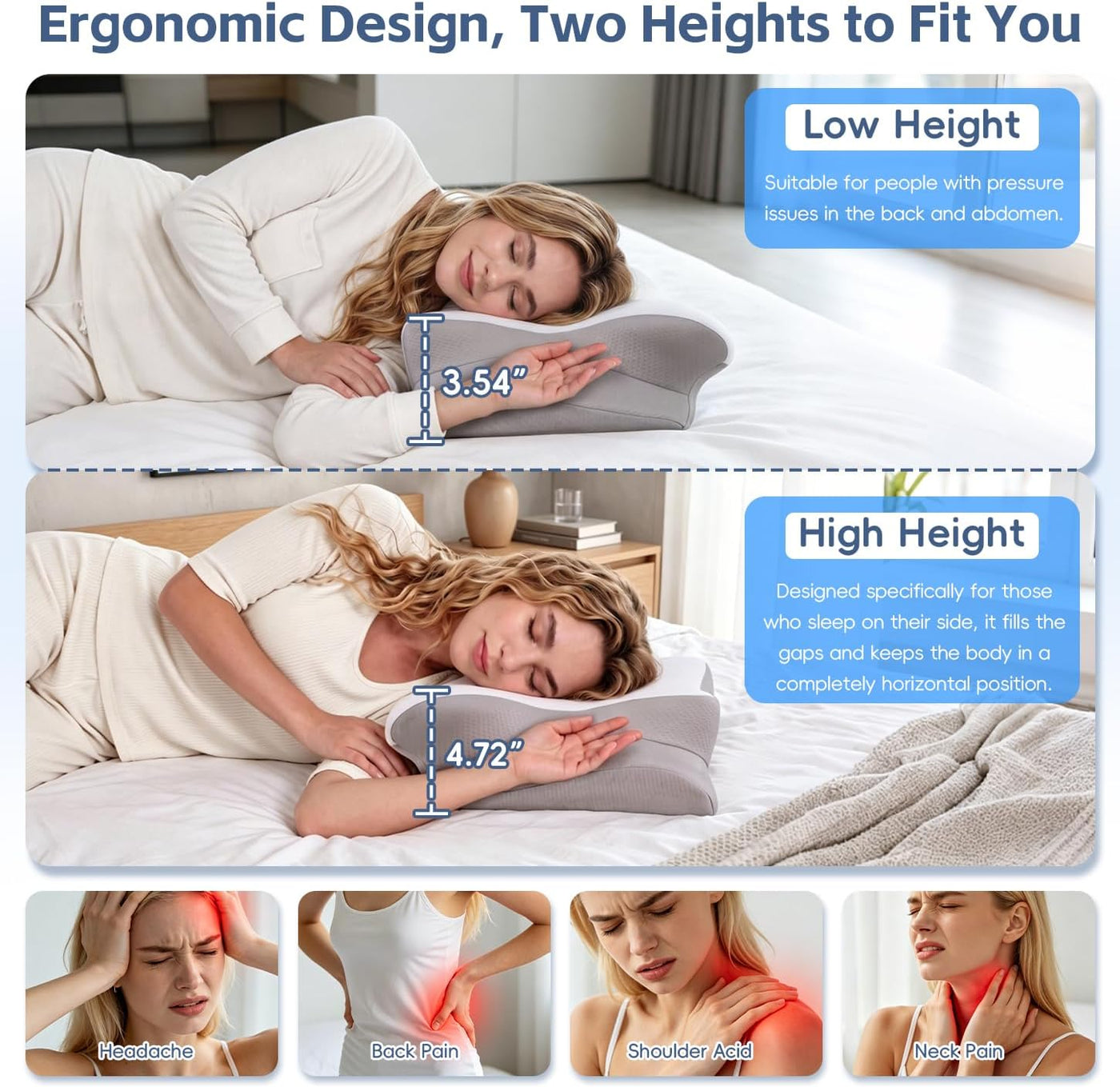 Missleep Almohada cervical para el cuello, almohadas de espuma visc...
