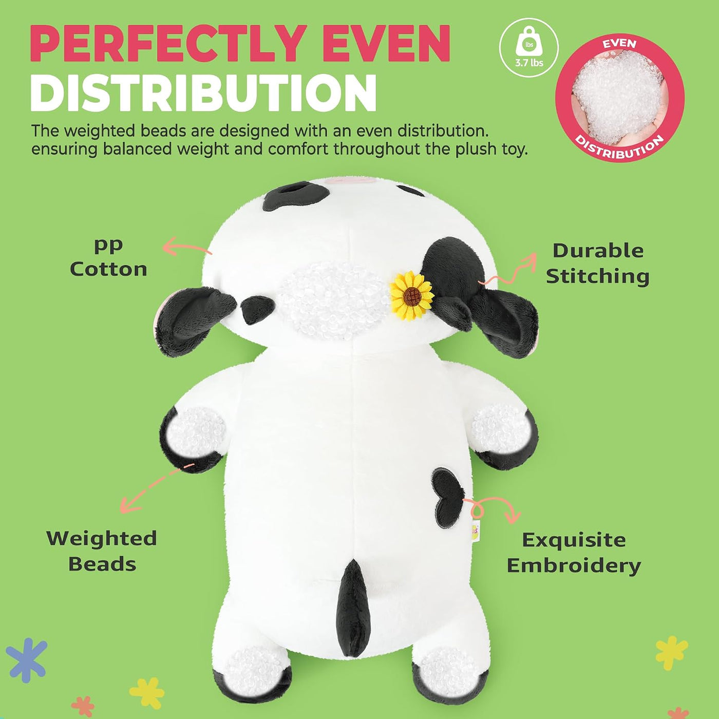 Onsoyours Animales de peluche originales de vaca girasol con peso y...