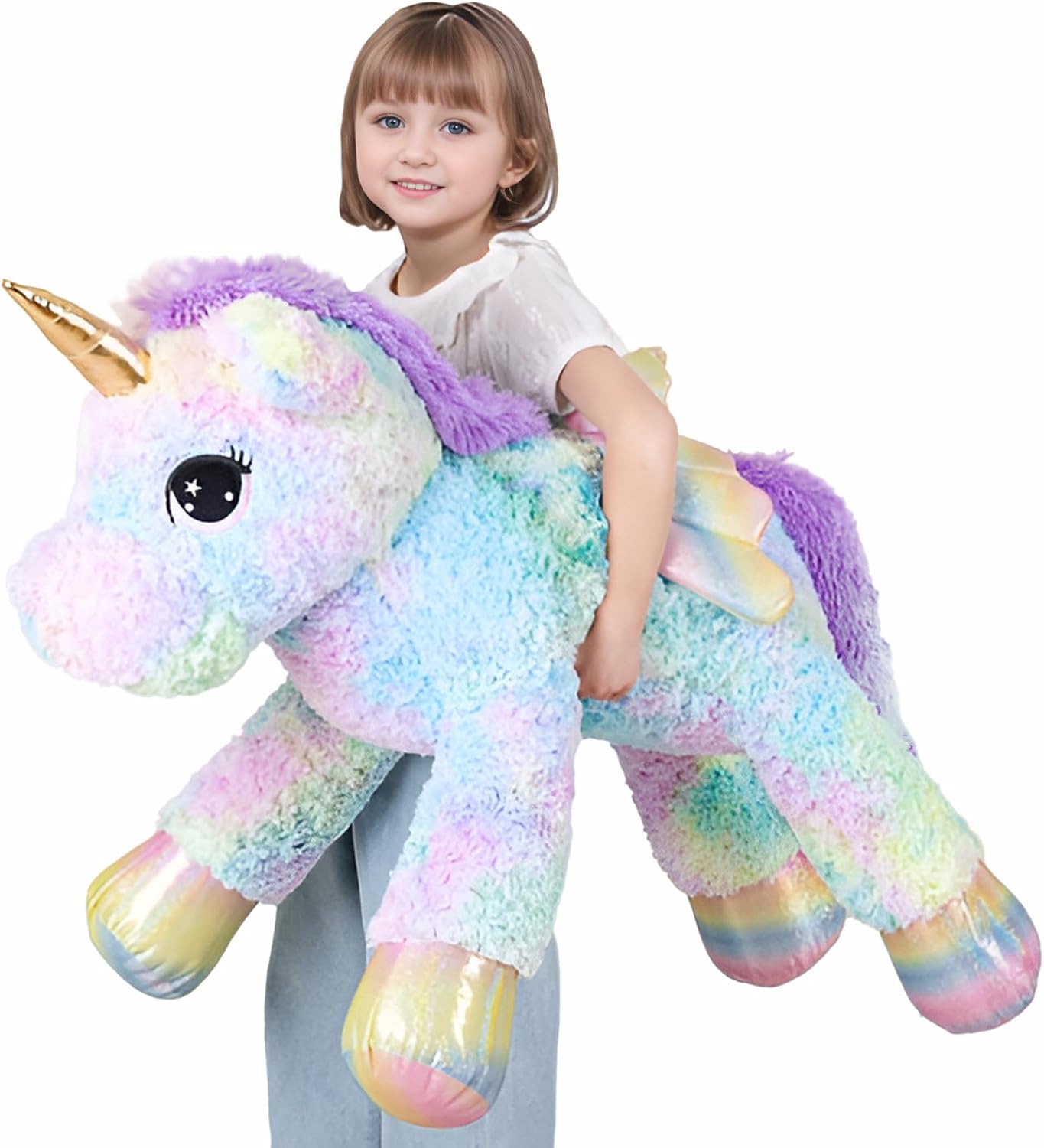 FFxiong almohada de peluche de unicornio arcoíris gigante de 44 pul...