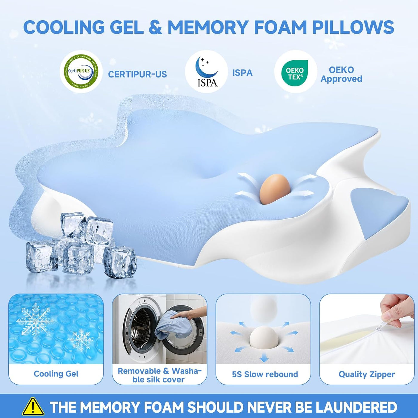 Almohada de espuma viscoelástica refrescante 2026 con funda de seda...