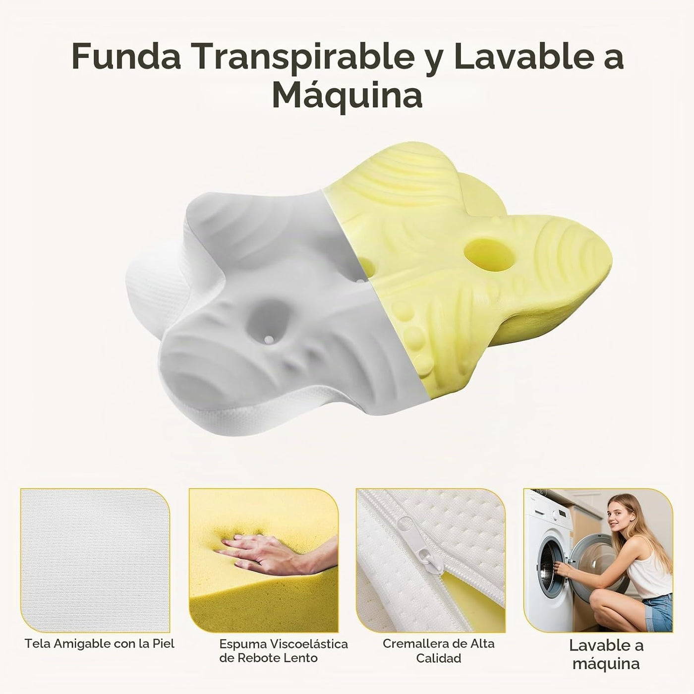Almohada cervical para cuello y hombro, almohadas ergonómicas de es...